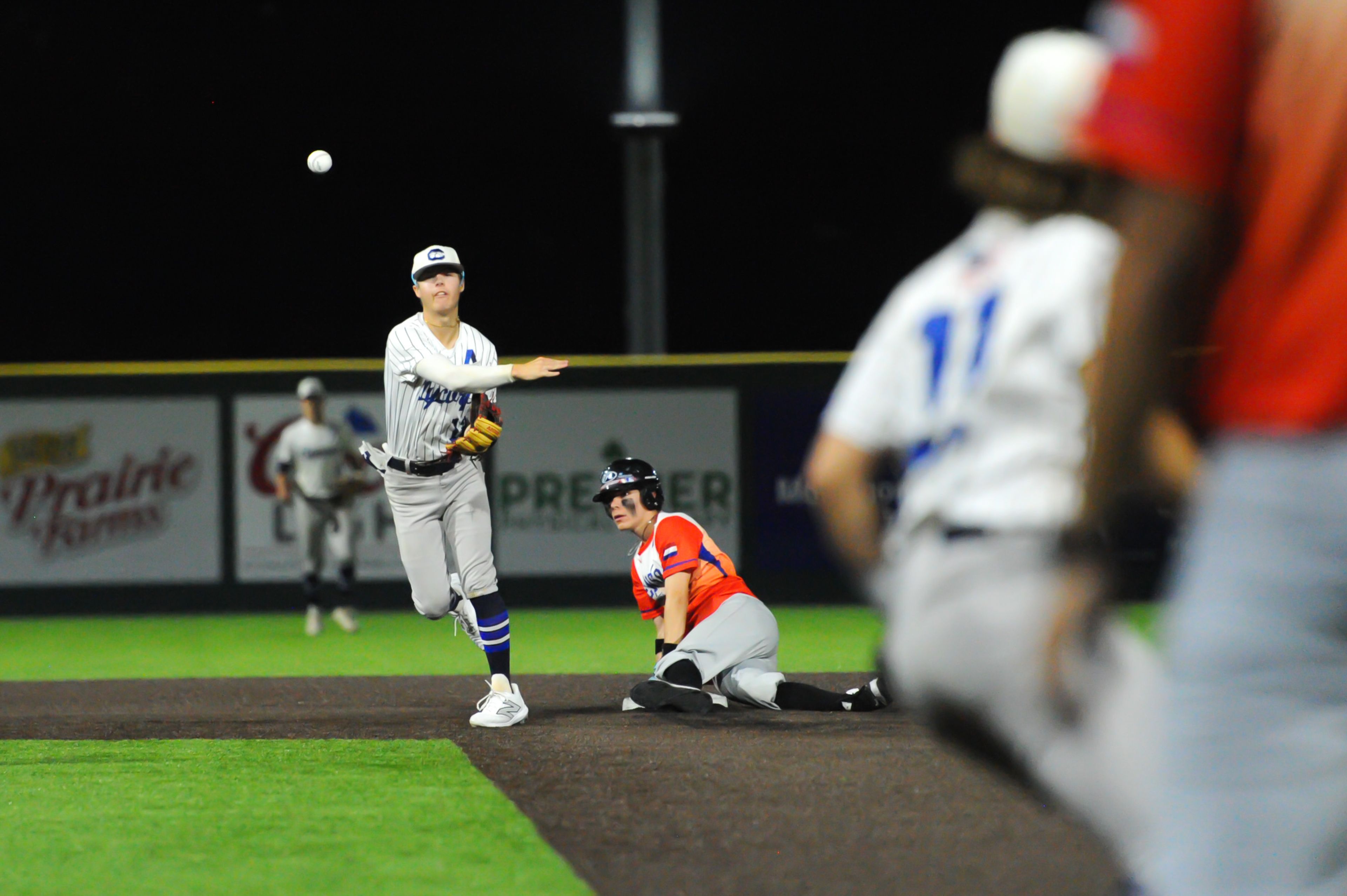 Aycorp's Will Green converts the double-play ball during a Tuesday, August 13, 2024 Babe Ruth World Series game between the Aycorp Fighting Squirrels and Holland Henson of the Netherlands at Capaha Field in Cape Girardeau, Mo. Aycorp defeated the Netherlands, 12-2 in five innings.