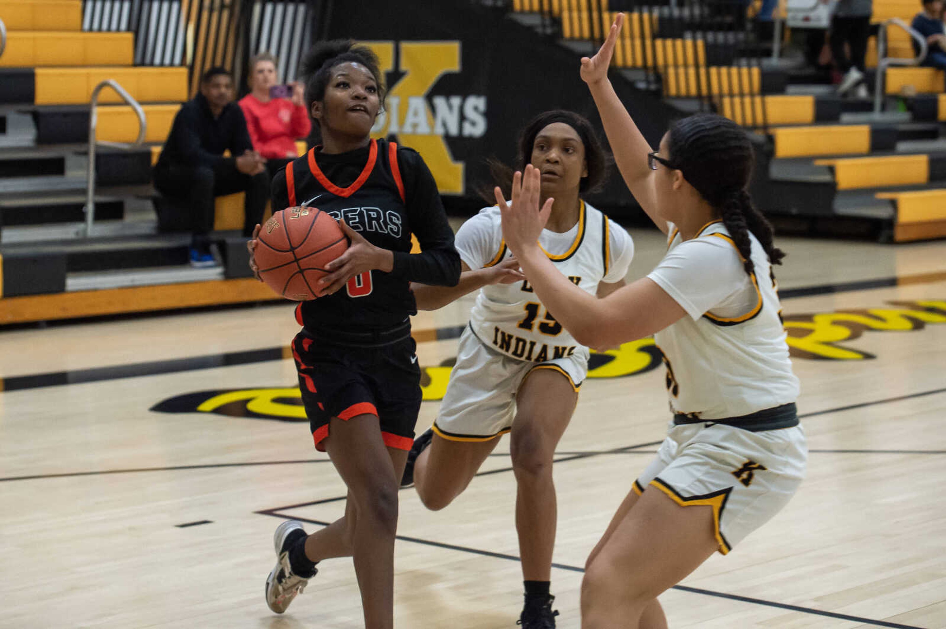 Cape Central's Emani Summers moves in for a layup in a game against Kennett Monday, Feb. 5. 