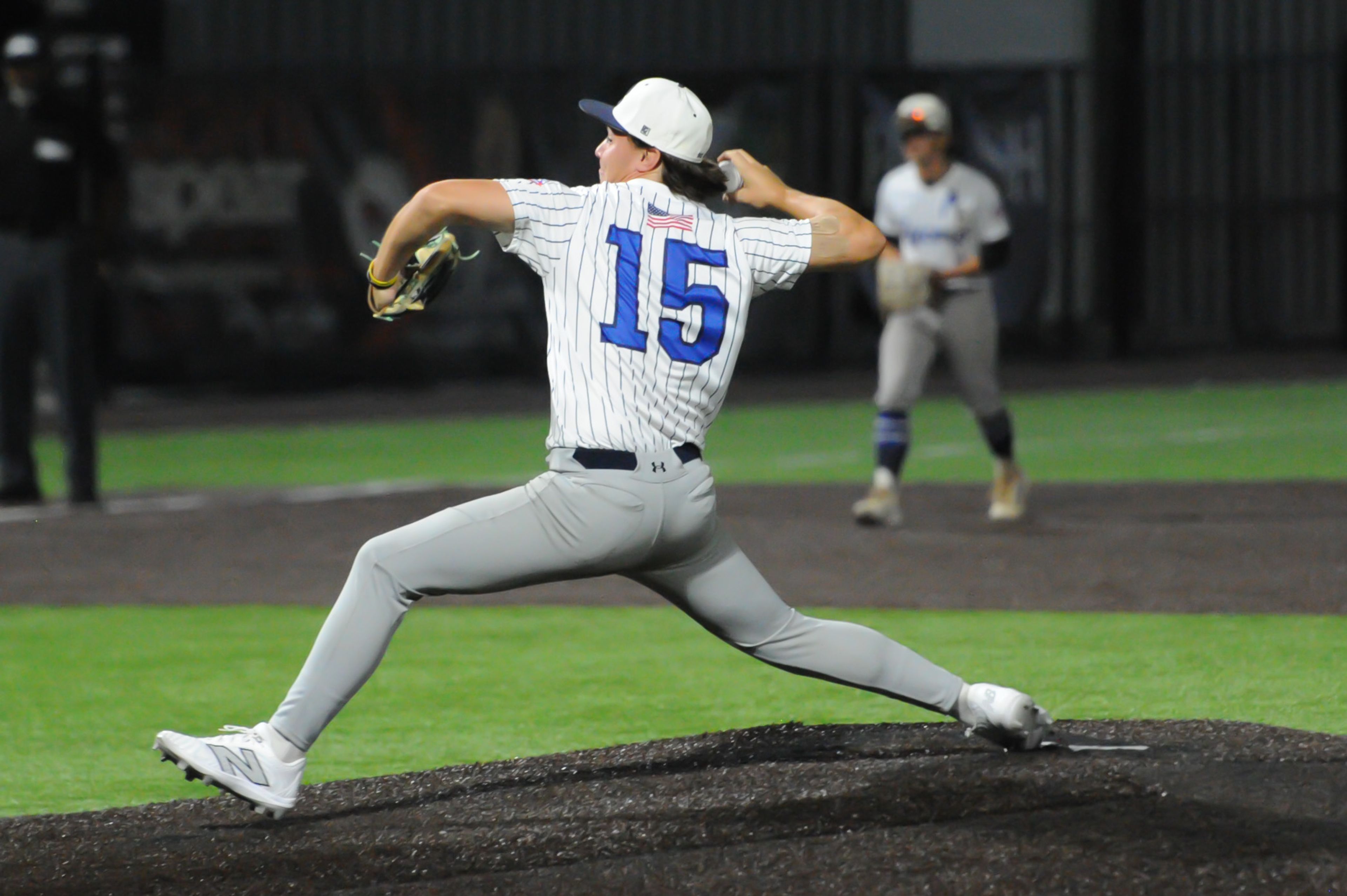 Aycorp's Blake Wilburn winds to pitch during a Tuesday, August 13, 2024 Babe Ruth World Series game between the Aycorp Fighting Squirrels and Holland Henson of the Netherlands at Capaha Field in Cape Girardeau, Mo. Aycorp defeated the Netherlands, 12-2 in five innings.