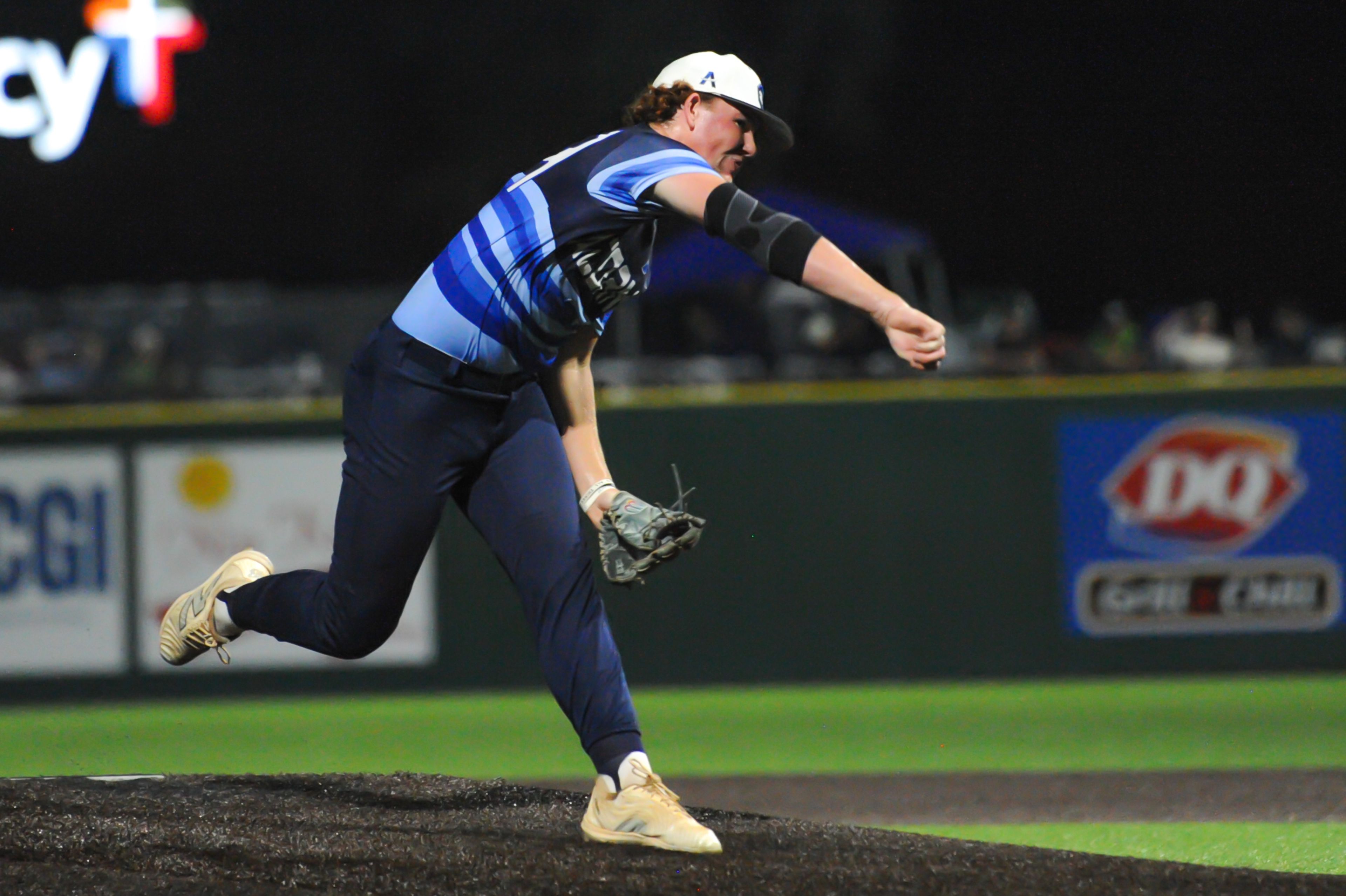 Aycorp's Luke Hester follows through his motion during an August 14, 2024 Babe Ruth World Series game between the Aycorp Fighting Squirrels and the Altoona, Pennsylvania, at Capaha Field in Cape Girardeau, Mo. Aycorp defeated Altoona, 12-11.