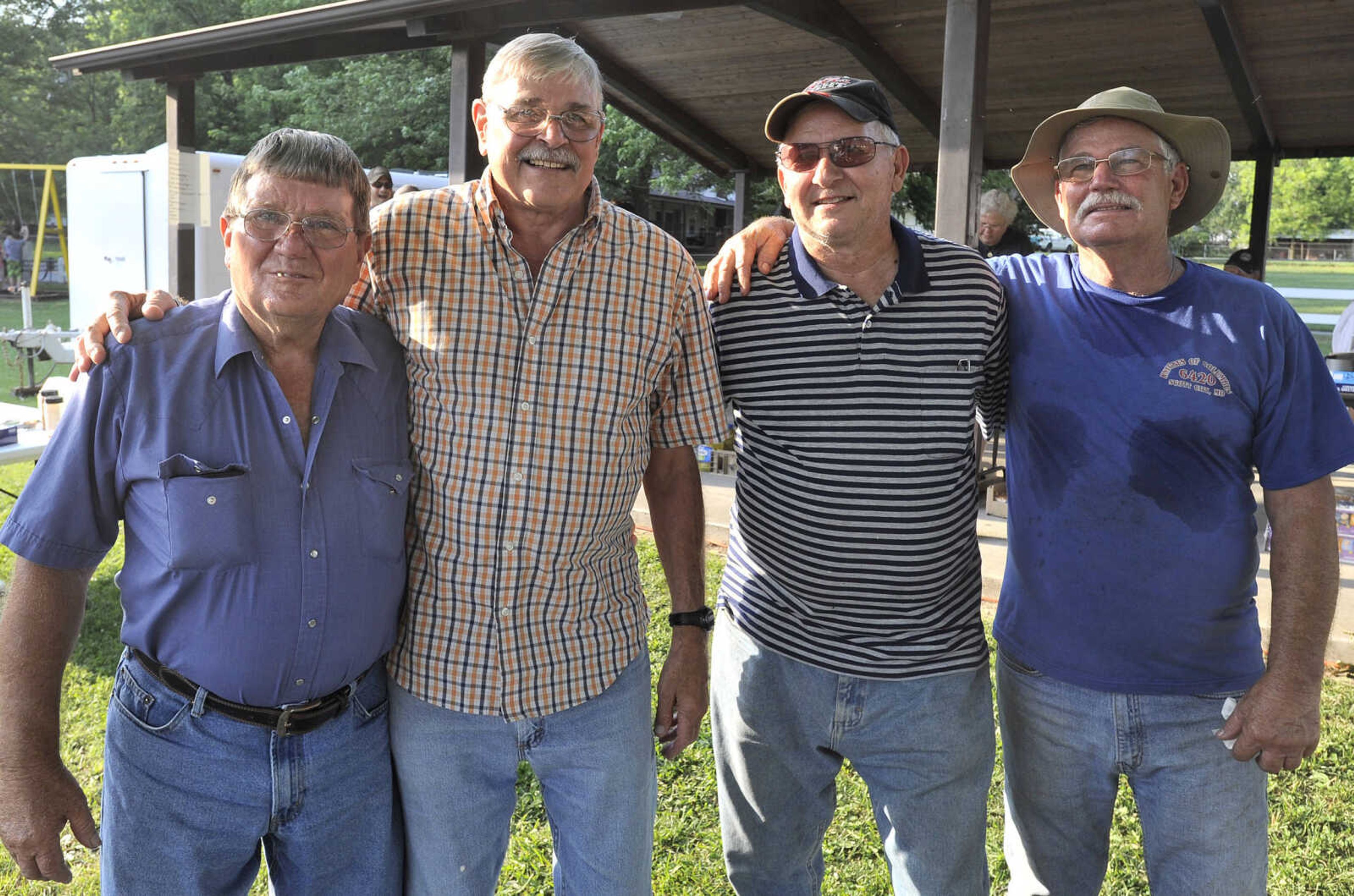 FRED LYNCH ~ flynch@semissourian.com
Tony Welter, left, Mike Essner, Jim Essner and Jerome Backfisch pose for a photo Friday, June 8, 2018 at the Kelso Klassic in Kelso, Missouri.