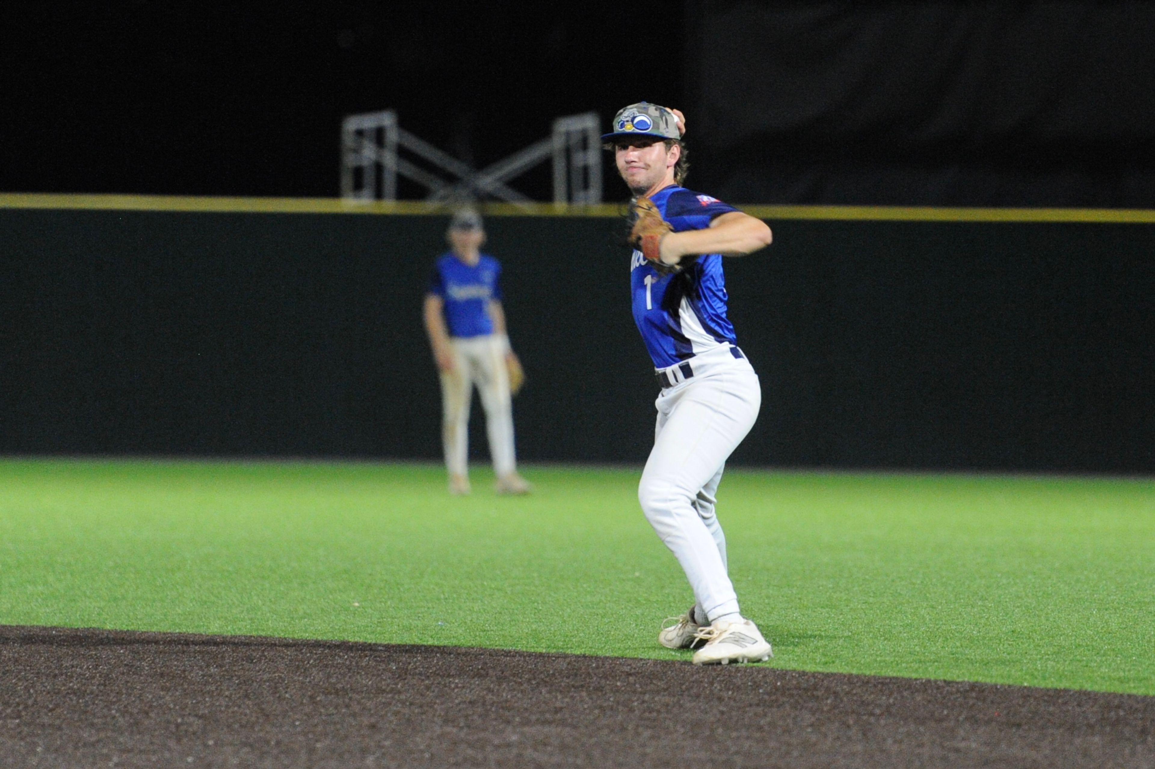 Aycorp's Owen Osborne throws to first during a Saturday, August 10, 2024 Babe Ruth World Series game between the Aycorp Fighting Squirrels and Manassas, Virginia, at Capaha Field in Cape Girardeau, Mo. Aycorp defeated Manassas, 3-1.