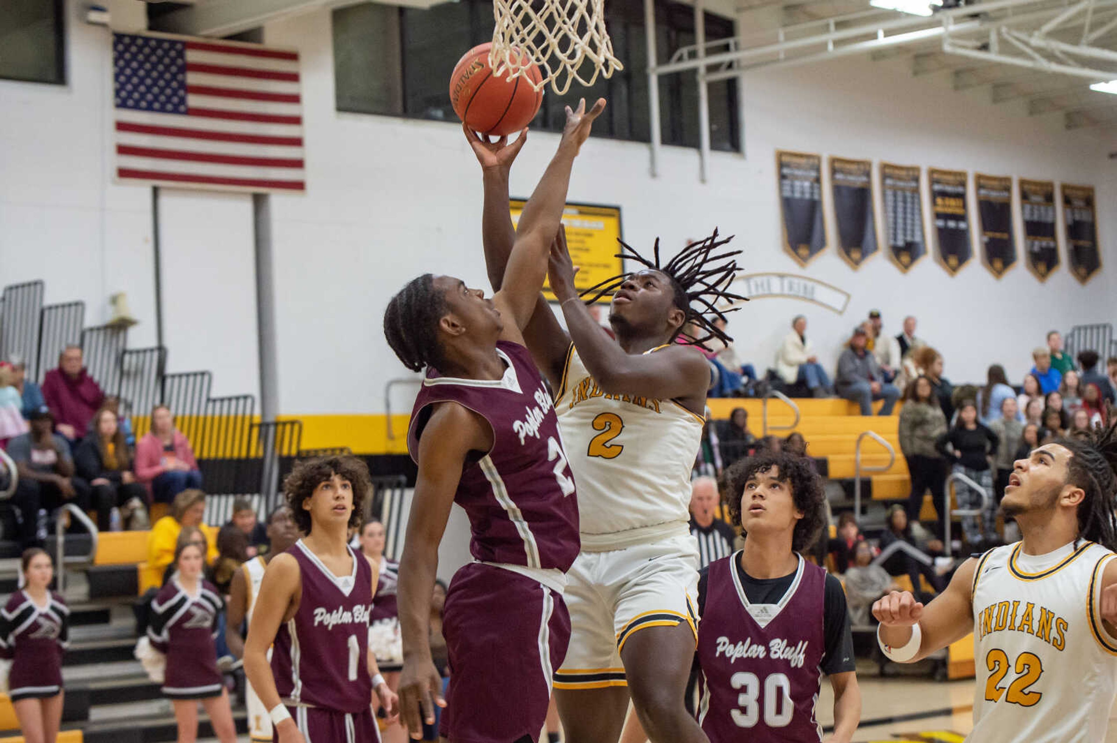 Kennett's Ashton Dismukes goes in for a layup in a game against Poplar Bluff Tuesday, Jan. 23, 2024. 