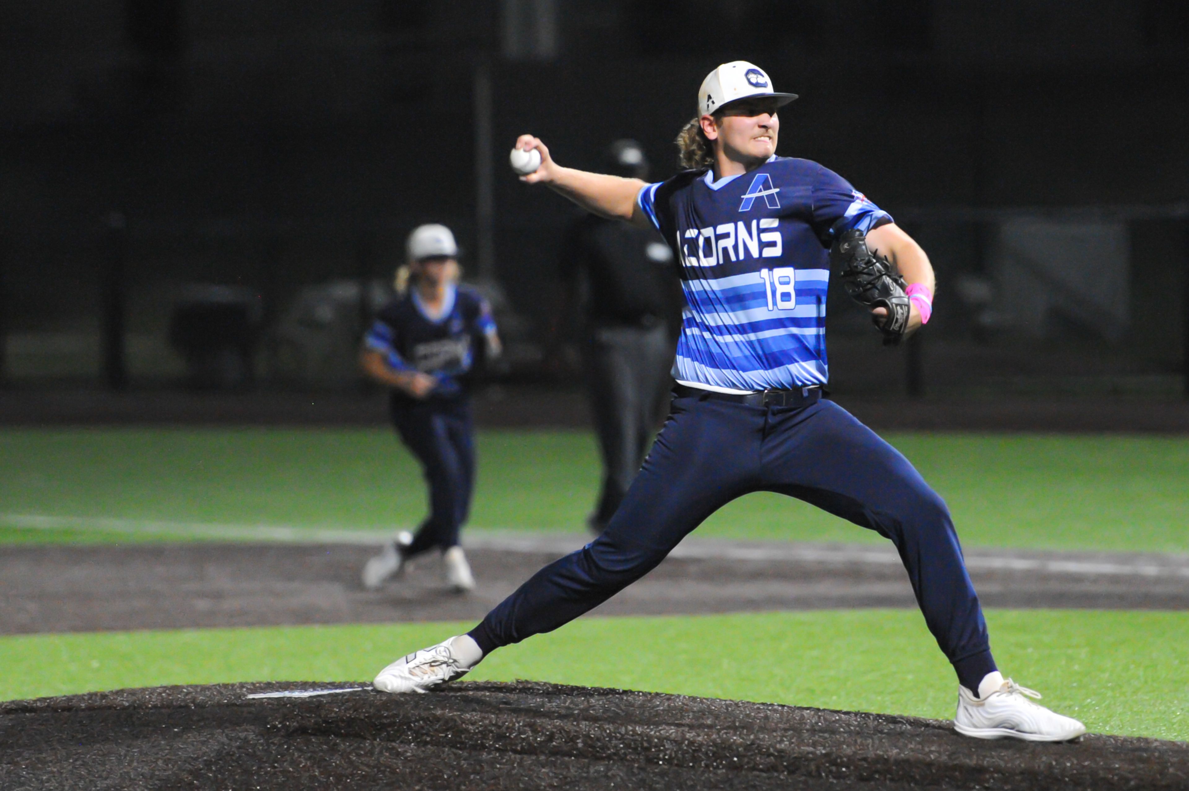 Aycorp's Talan McDaniel winds up during an August 14, 2024 Babe Ruth World Series game between the Aycorp Fighting Squirrels and the Altoona, Pennsylvania, at Capaha Field in Cape Girardeau, Mo. Aycorp defeated Altoona, 12-11.