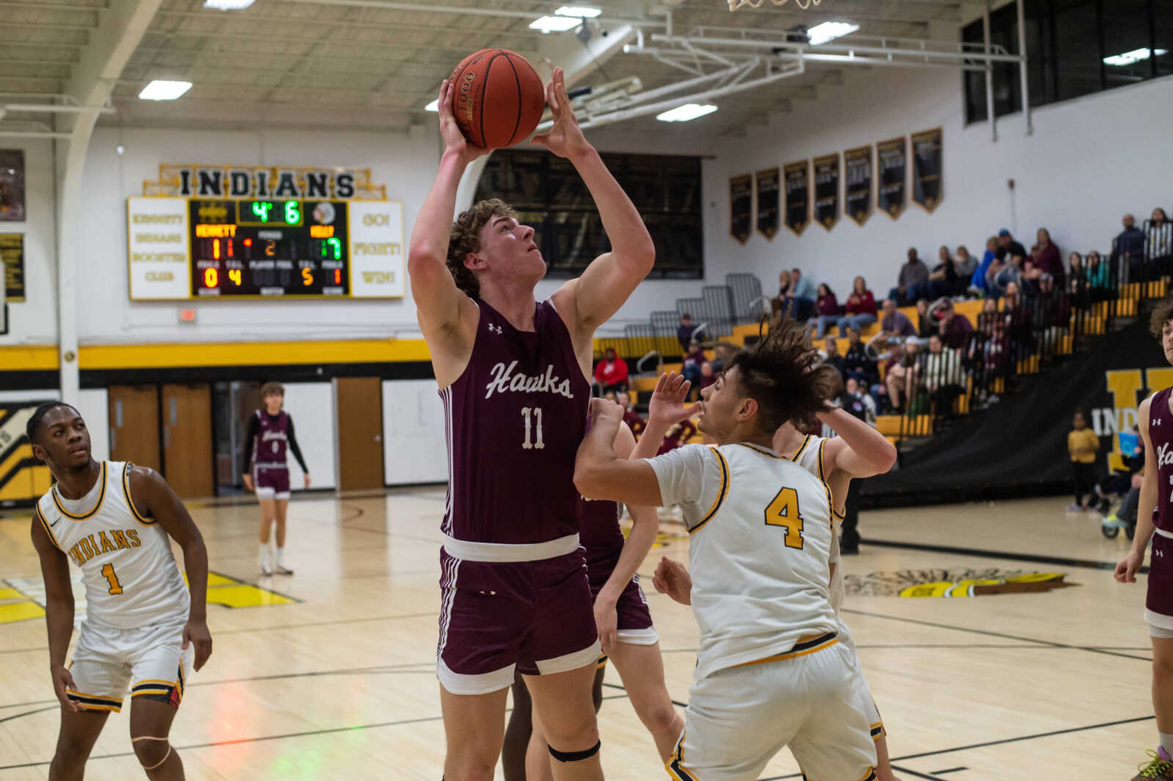 Kelly's Dalton Forck powers in for a layup against Kennett Tuesday, Feb. 13.