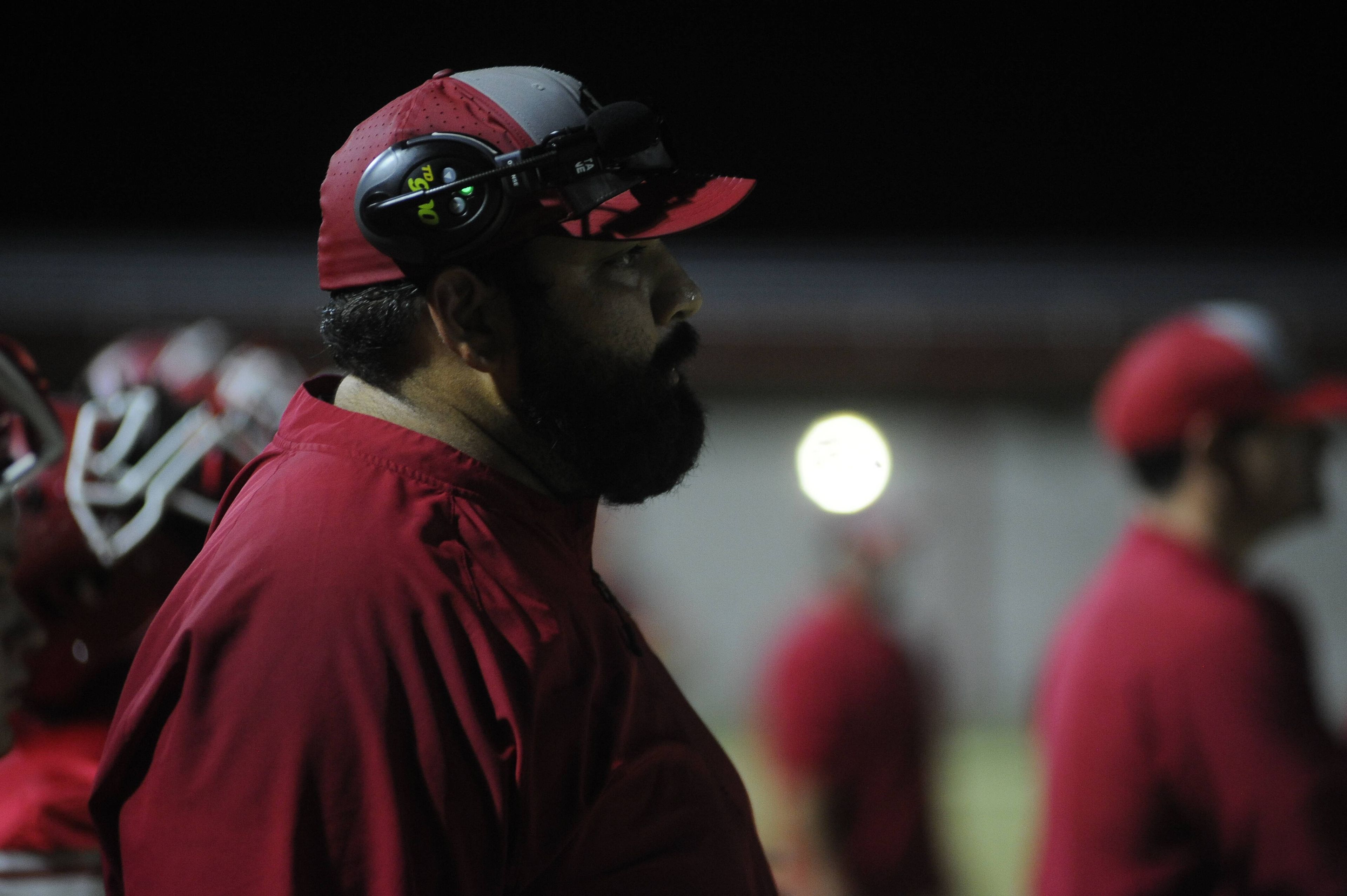 Caruthersville High School football coach Dom Guglielmo watches his team compete last season at Hopke Field in Caruthersville.
