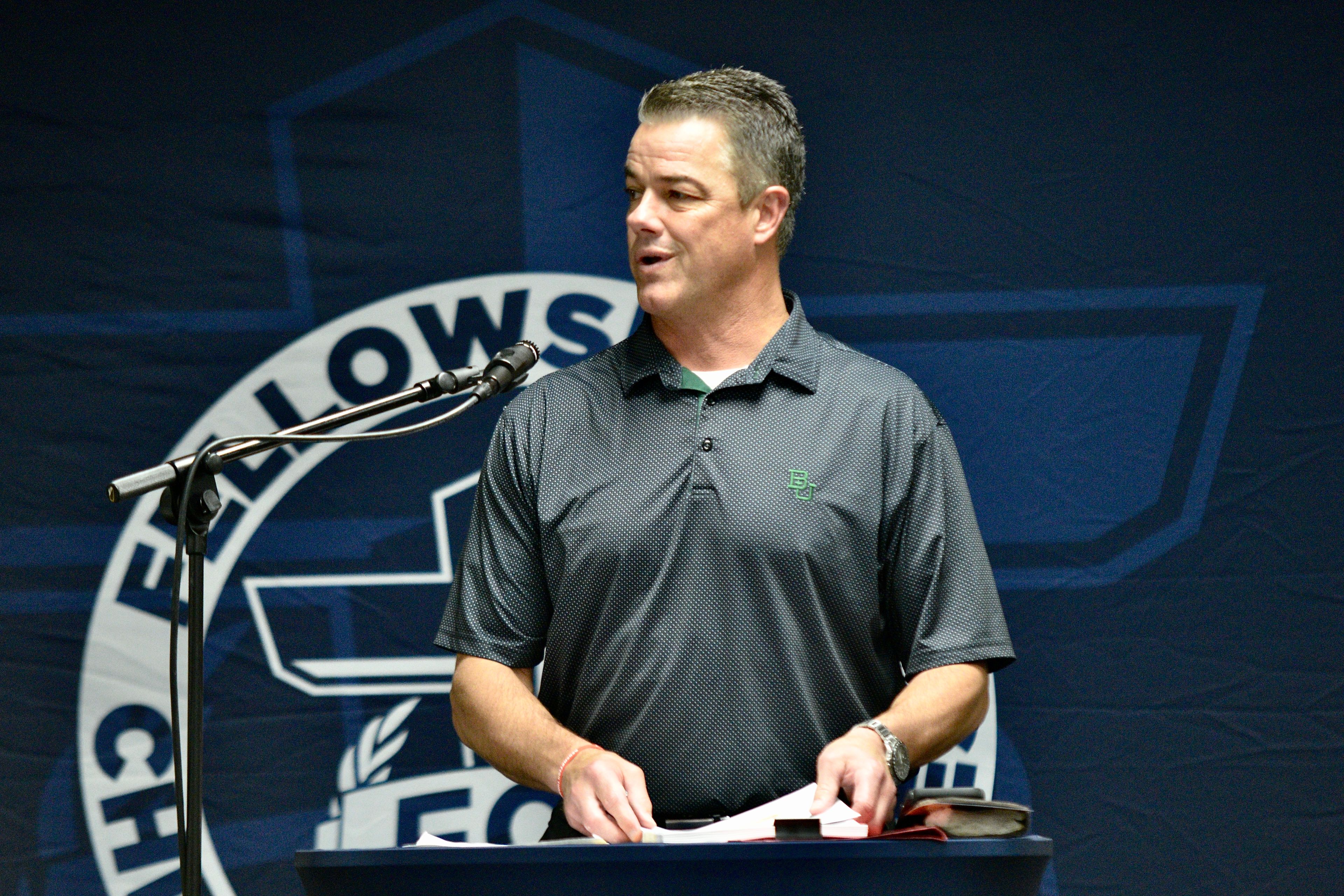 Arnold Insurance CEO Marc Harris addresses the audience during the FCA Prayer Breakfast on Wednesday, Aug. 28, in Lynwood Baptist Church in Cape Girardeau.
Tony Capobianco ~ tcapobianco@semobal.com