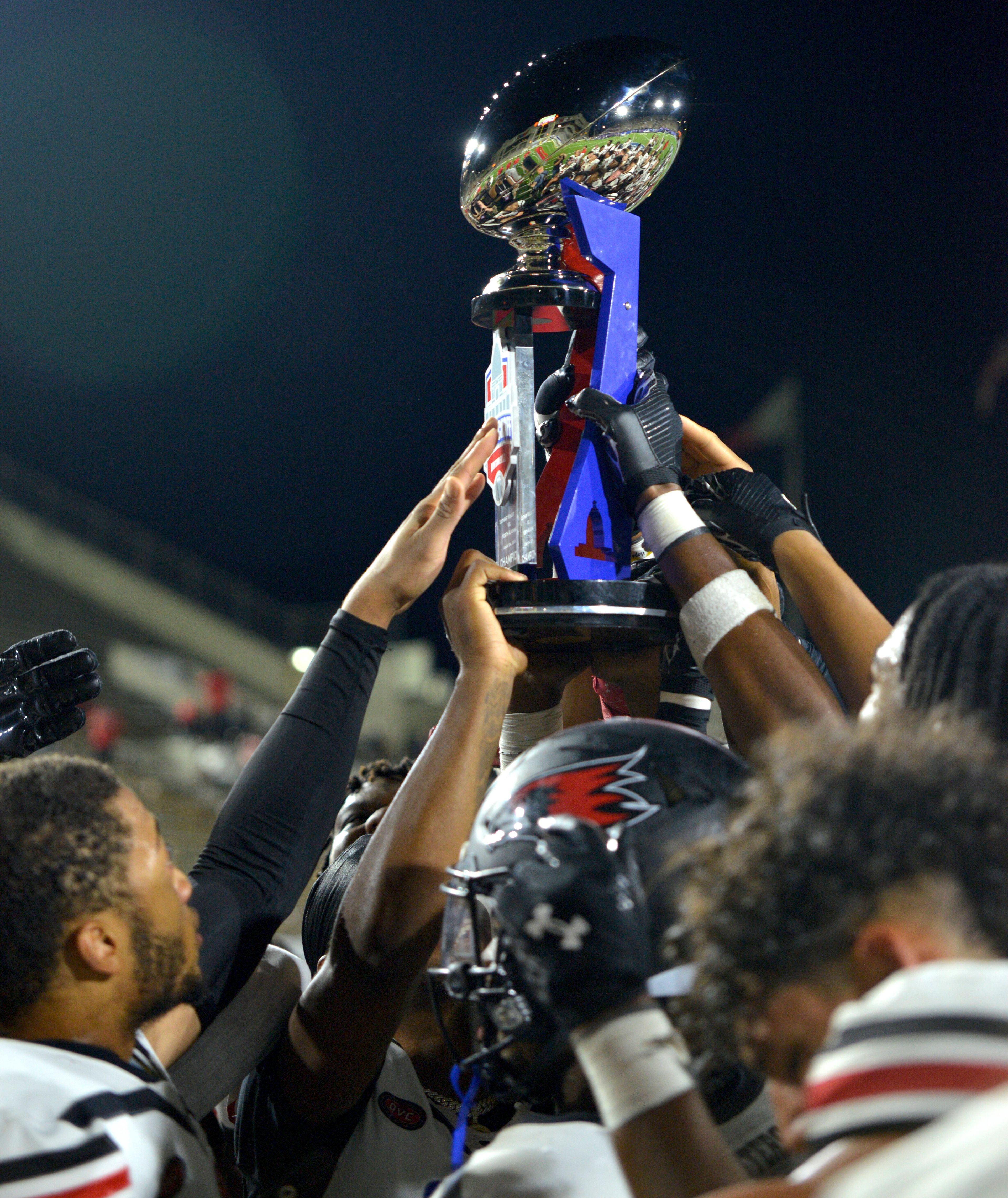 Southeast Missouri State players celebrate winning the FCS Kickoff against North Alabama on Saturday, Aug. 24, in Montgomery, Alabama.