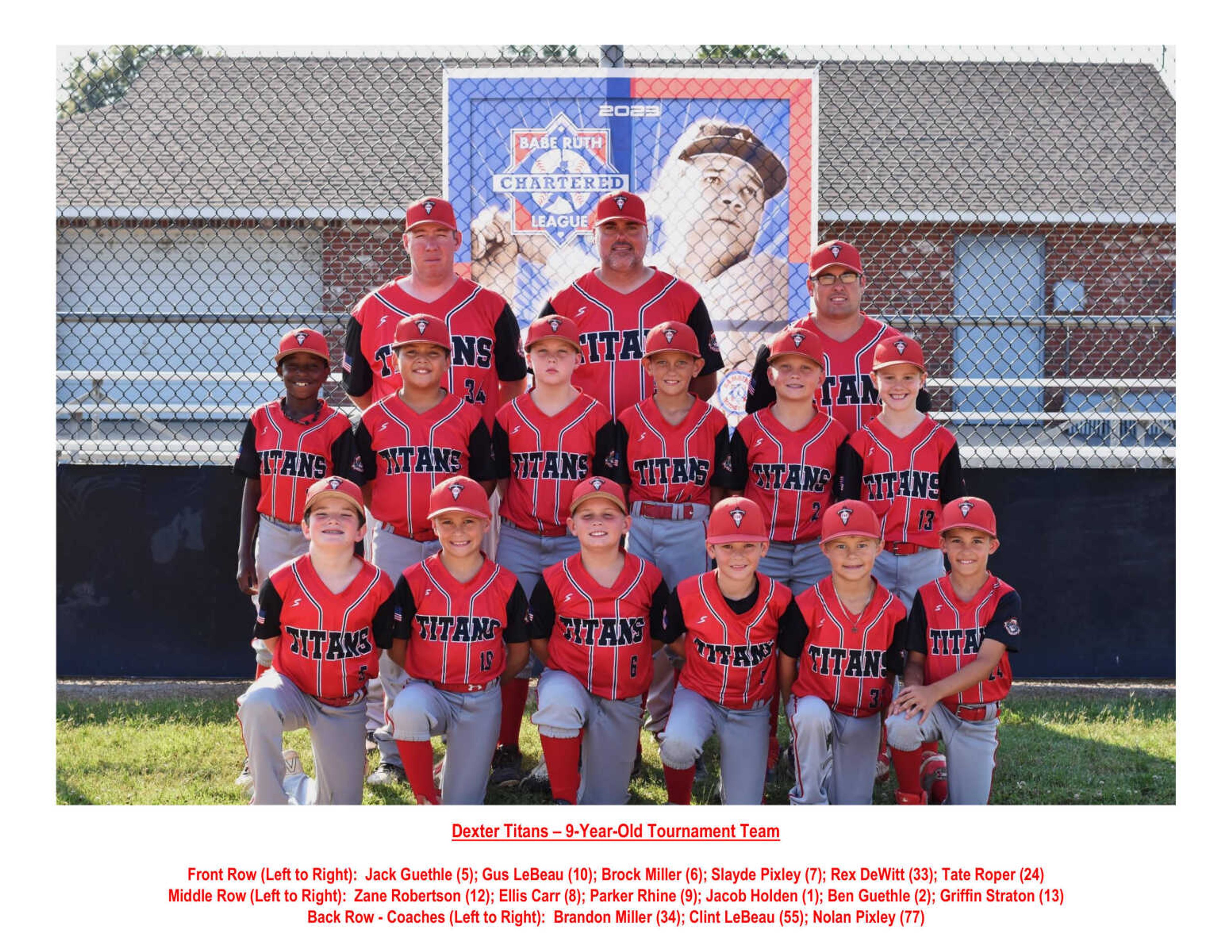 The Dexter Titans stand for a photo after winning the 2023 Cal Ripken Midwest Plains Regional at the Sikeston Sports Complex on Sunday, July 30. (Submitted)