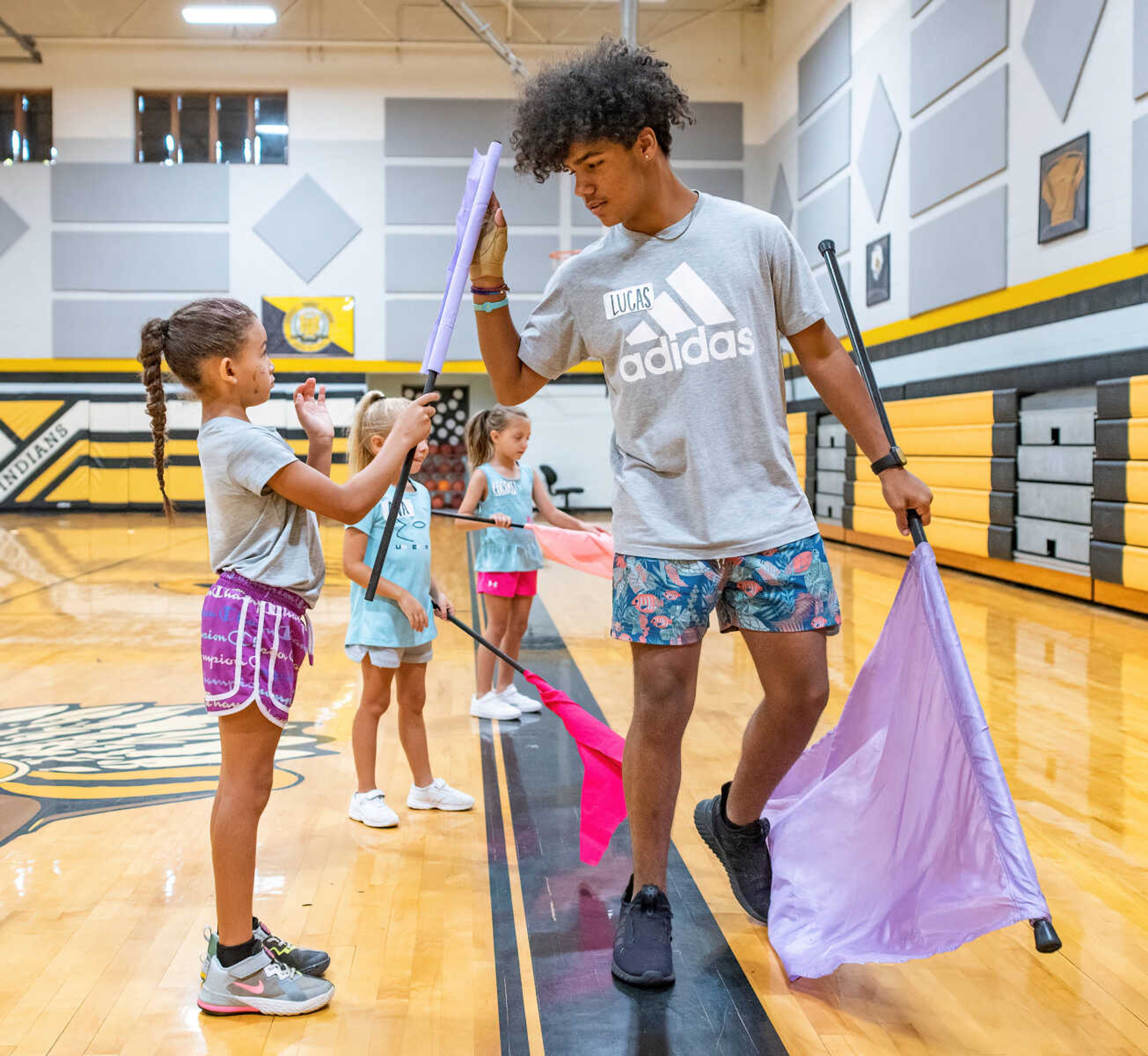 Kennett twirlers, color guard host band auxiliary clinic