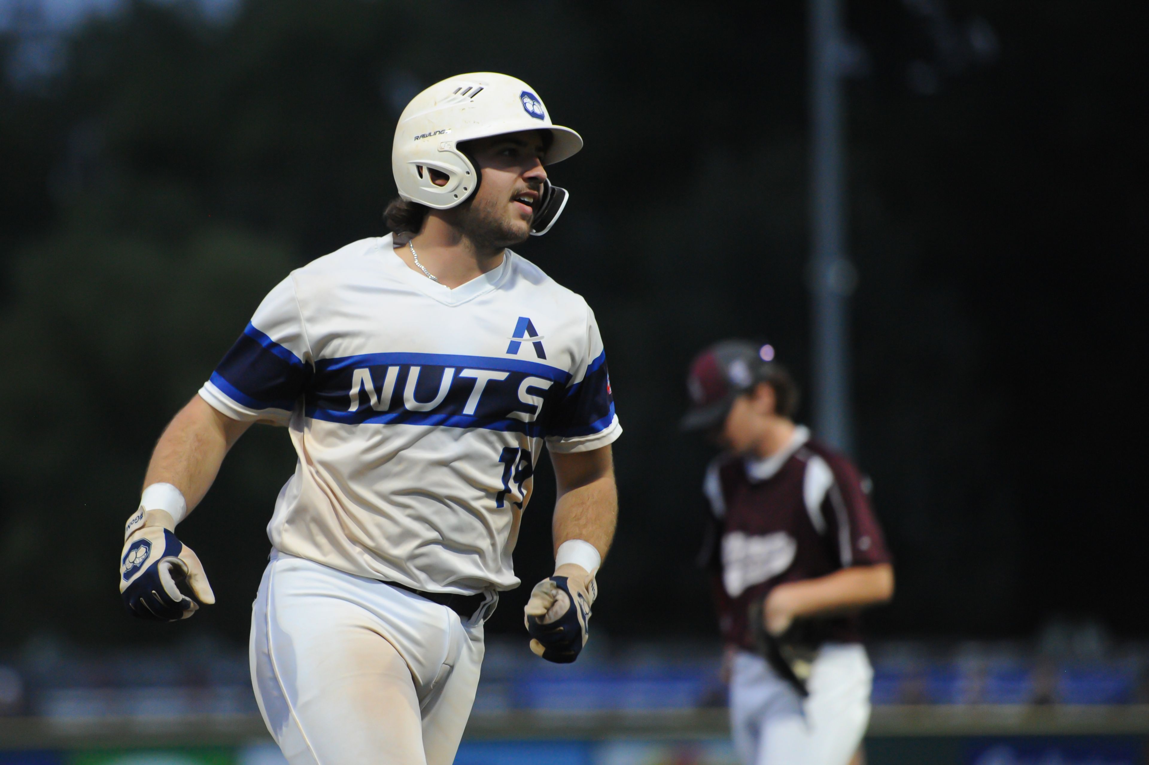 Aycorp's Wyatt Friley smiles after hitting a grand slam during a Monday, August 12, 2024 Babe Ruth World Series game between the Aycorp Fighting Squirrels and Altoona, Pennsylvania. Aycorp won, 13-3 in five innings.