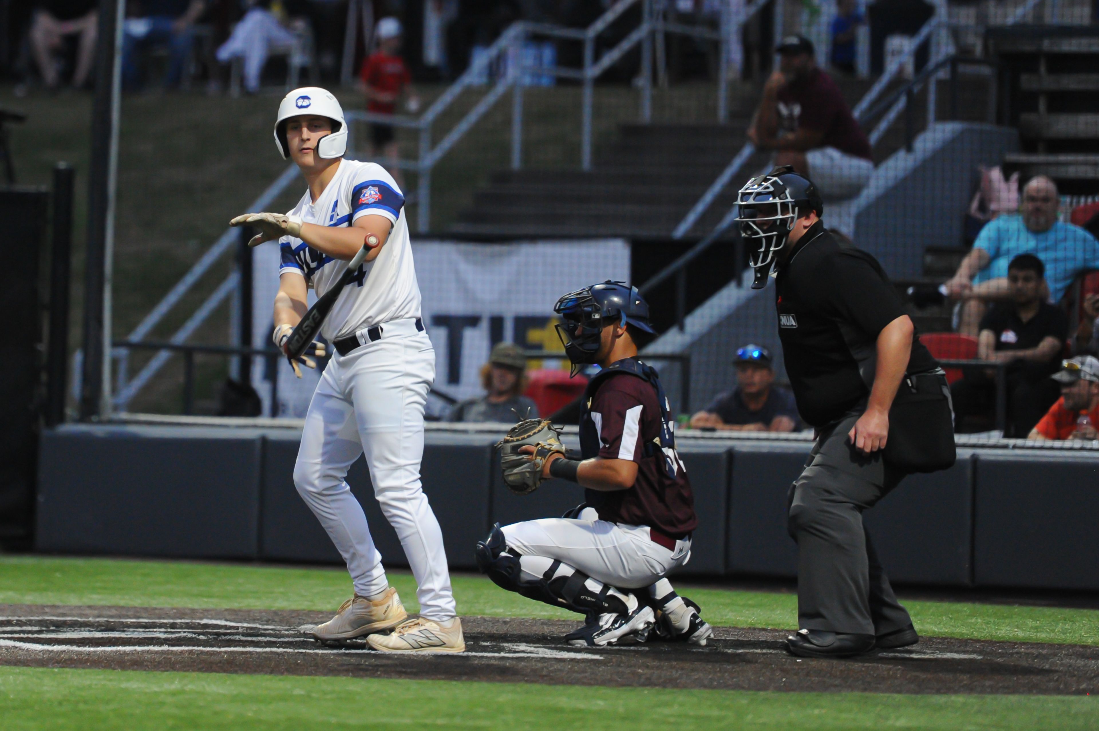 Aycorp's Bennett Logan draws a walk during a Monday, August 12, 2024 Babe Ruth World Series game between the Aycorp Fighting Squirrels and Altoona, Pennsylvania. Aycorp won, 13-3 in five innings.