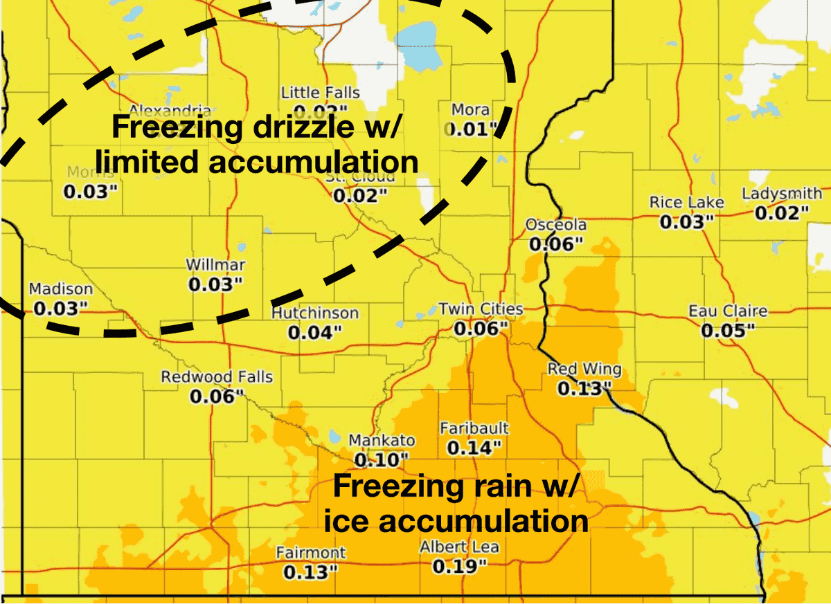 Drizzle, freezing rain could lead to slick roads