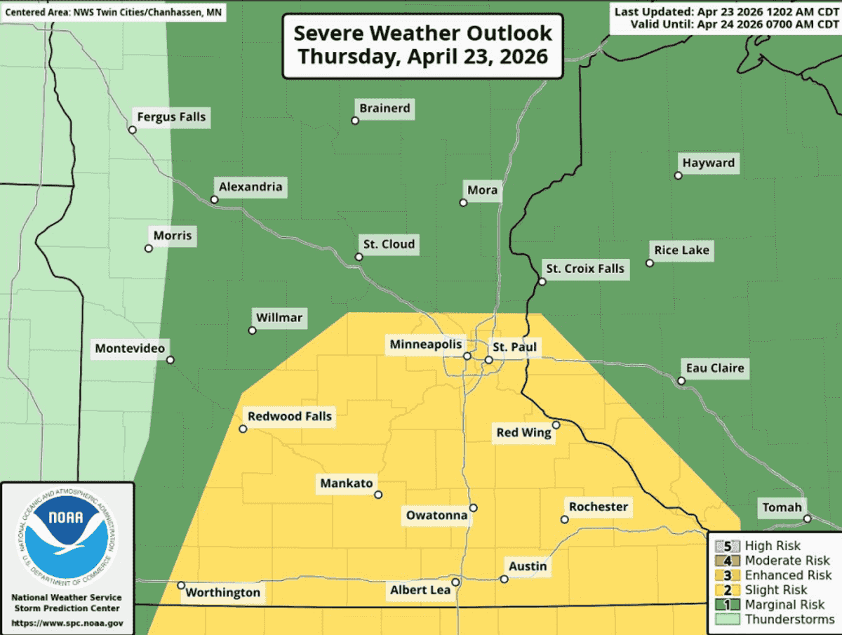 Severe thunderstorm watch in effect for south-central Minnes...