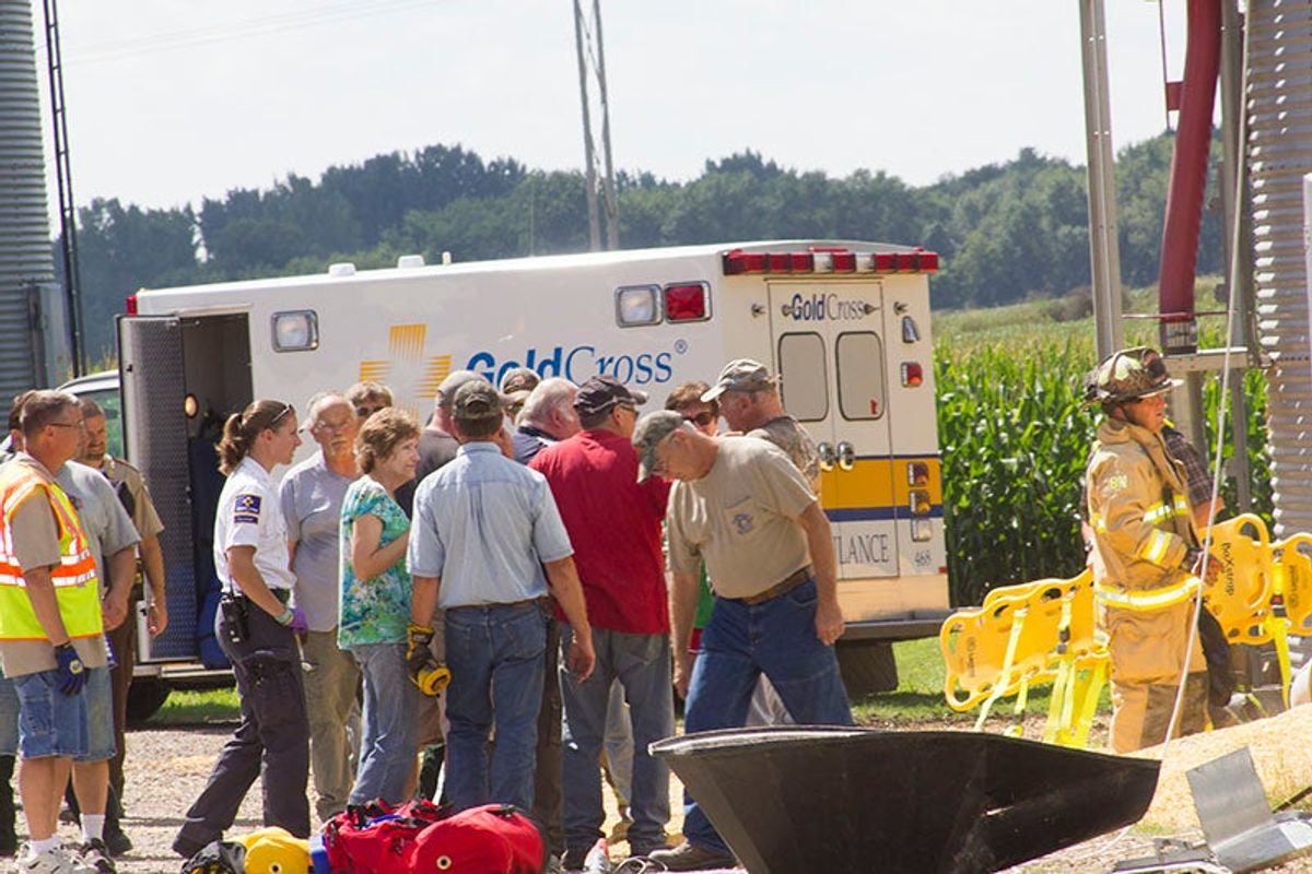 Man rescued from grain bin