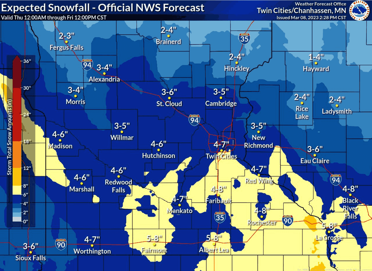 Updated: Snowstorm expected to bring 5 to 8 inches of snow