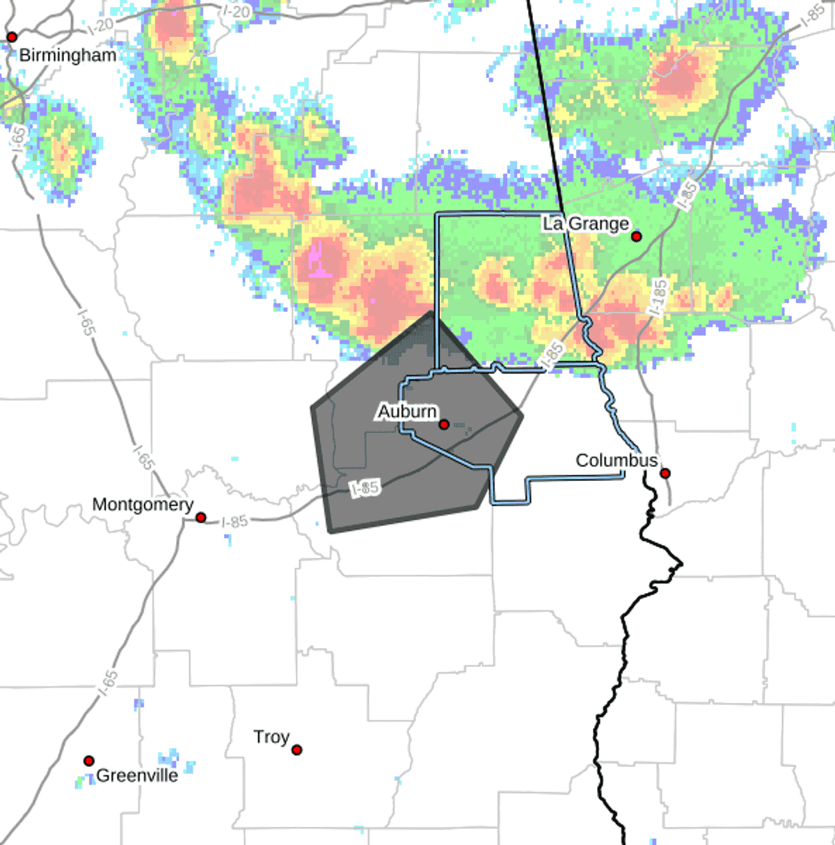 Severe weather warning issued, hail and 70 mph wind possible