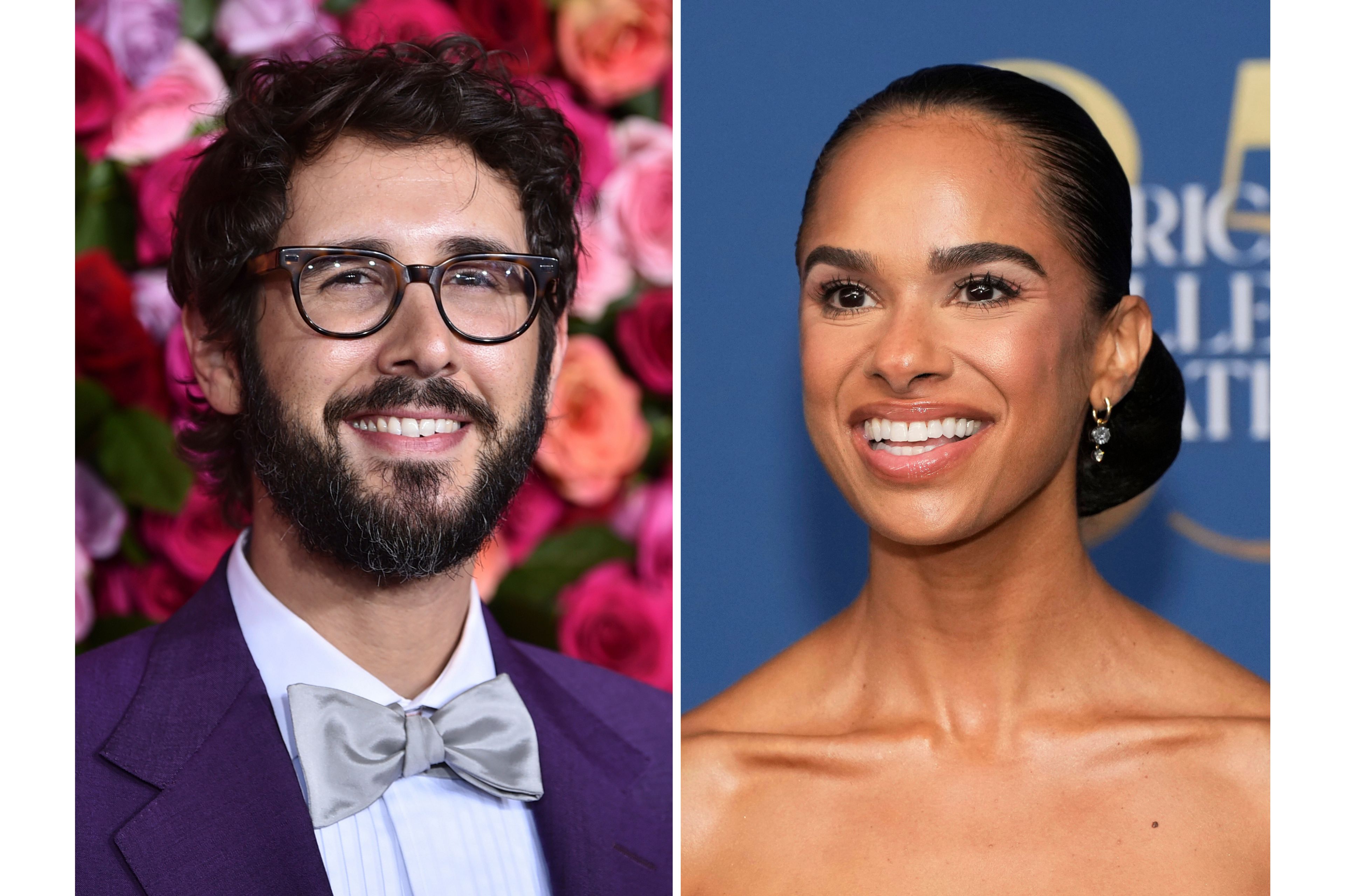 Josh Groban appears at the 72nd annual Tony Awards in New York on June 10, 2018, left, and Misty Copeland appears at the American Ballet Theatre's Fall Gala in New York on Oct. 22, 2025. (AP Photo)