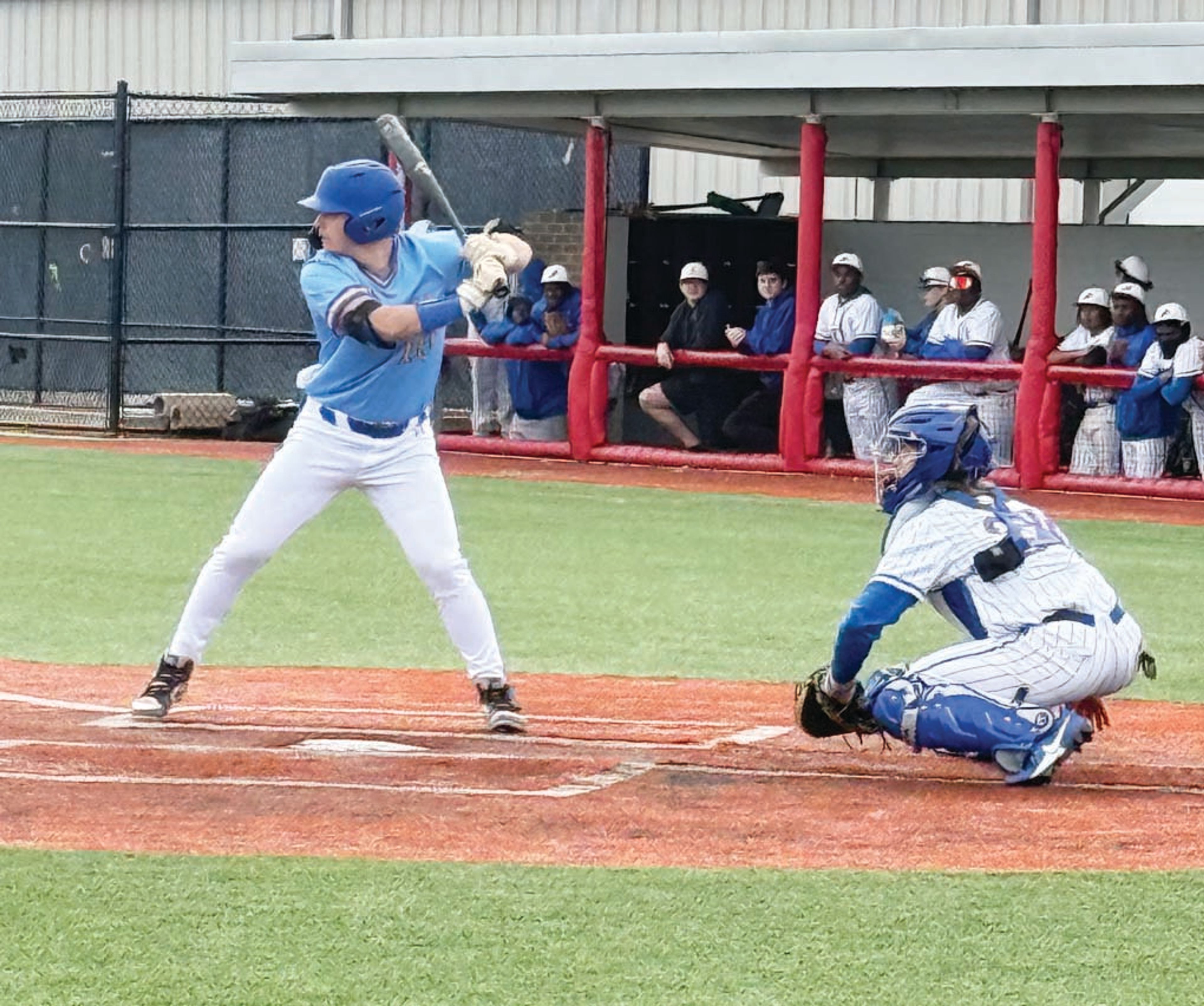 Pirates junior Chase Perkins waits on a pitch during Gosnell’s benefit game against West Memphis Saturday. (Photos By Joseph Fondren)