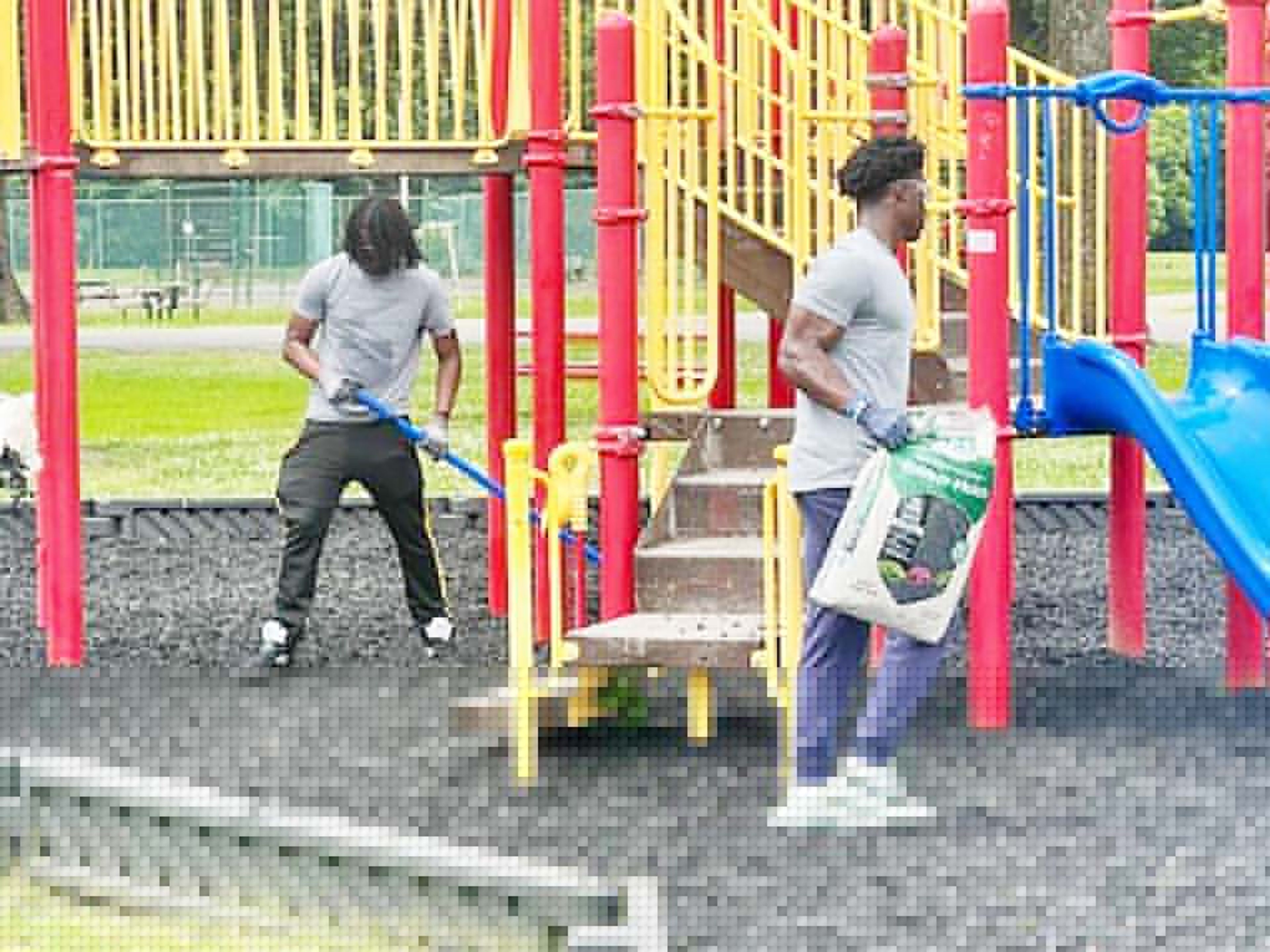 Walker Park gets a makeover as Nucor’s NuCamp students spread new surface impact material