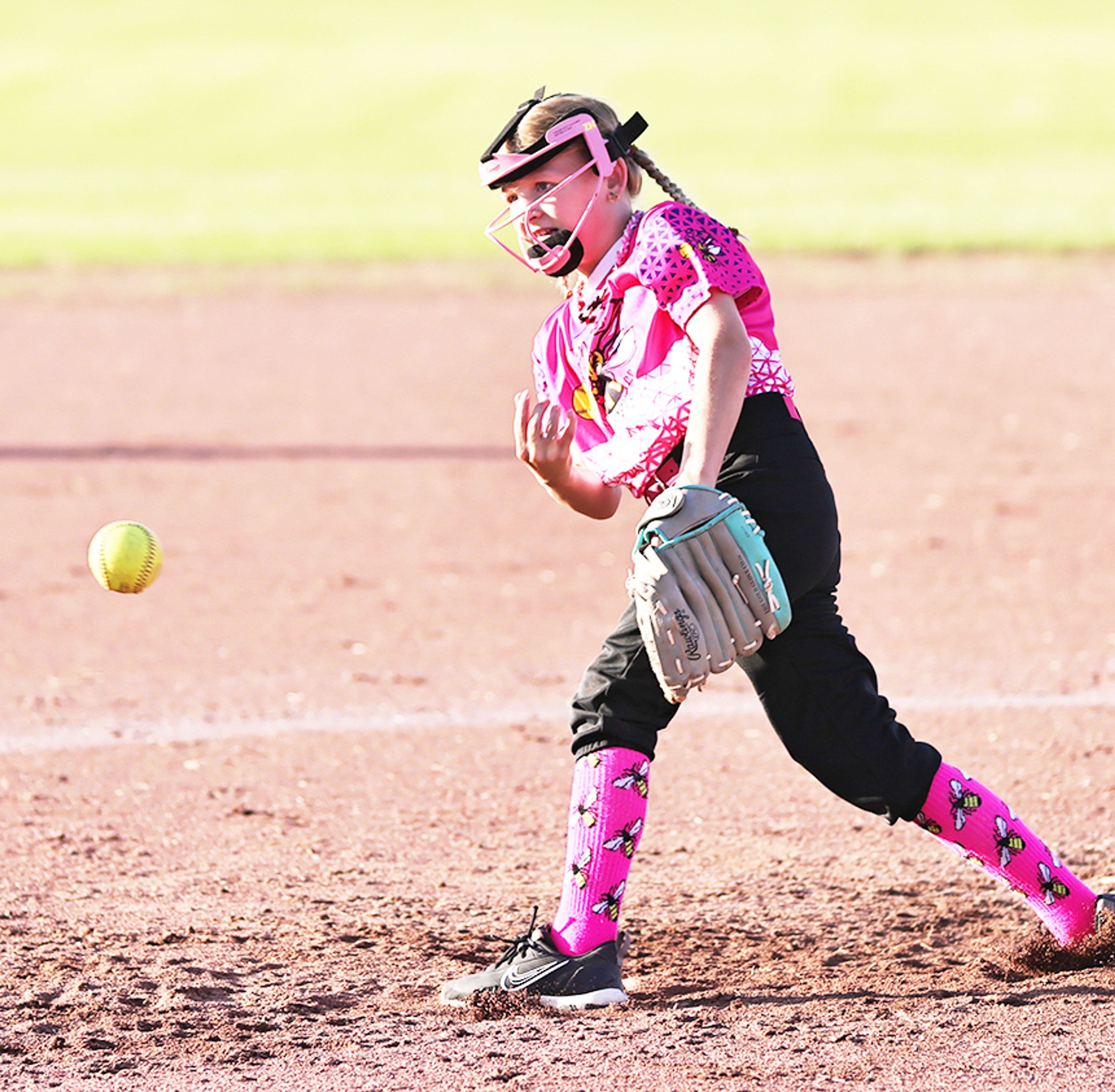 Queen Bee 10U pitcher Bre Holt shines on the mound during Trumann softball game