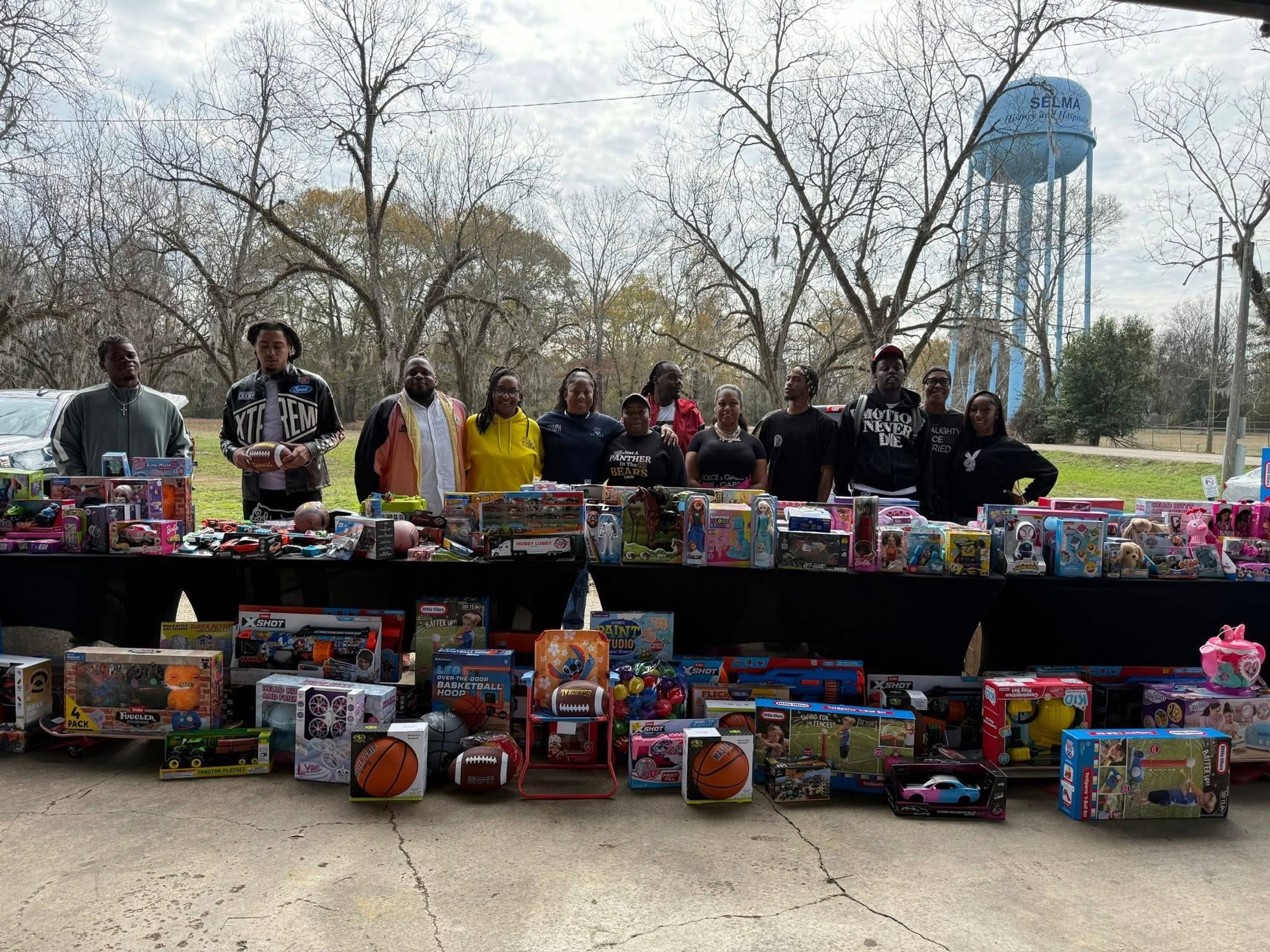 Toy giveaway at Bloch Park unites community