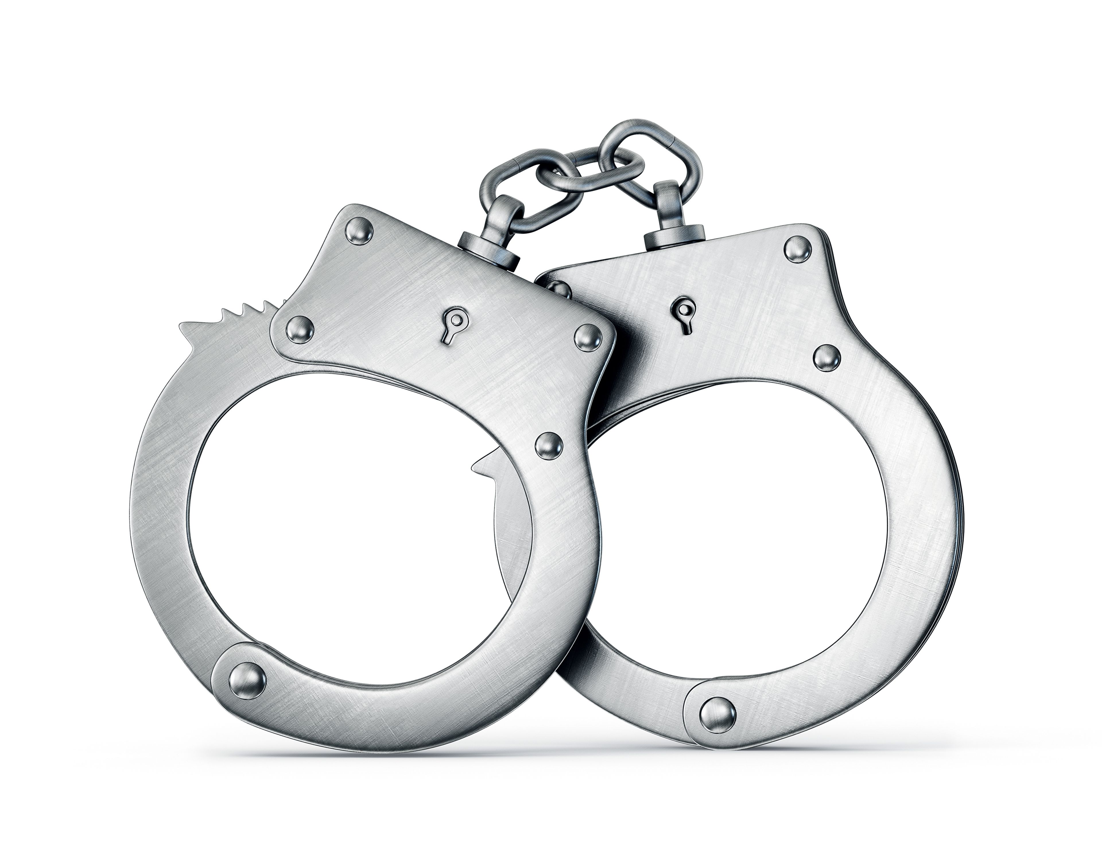 steel handcuff isolated on a white background