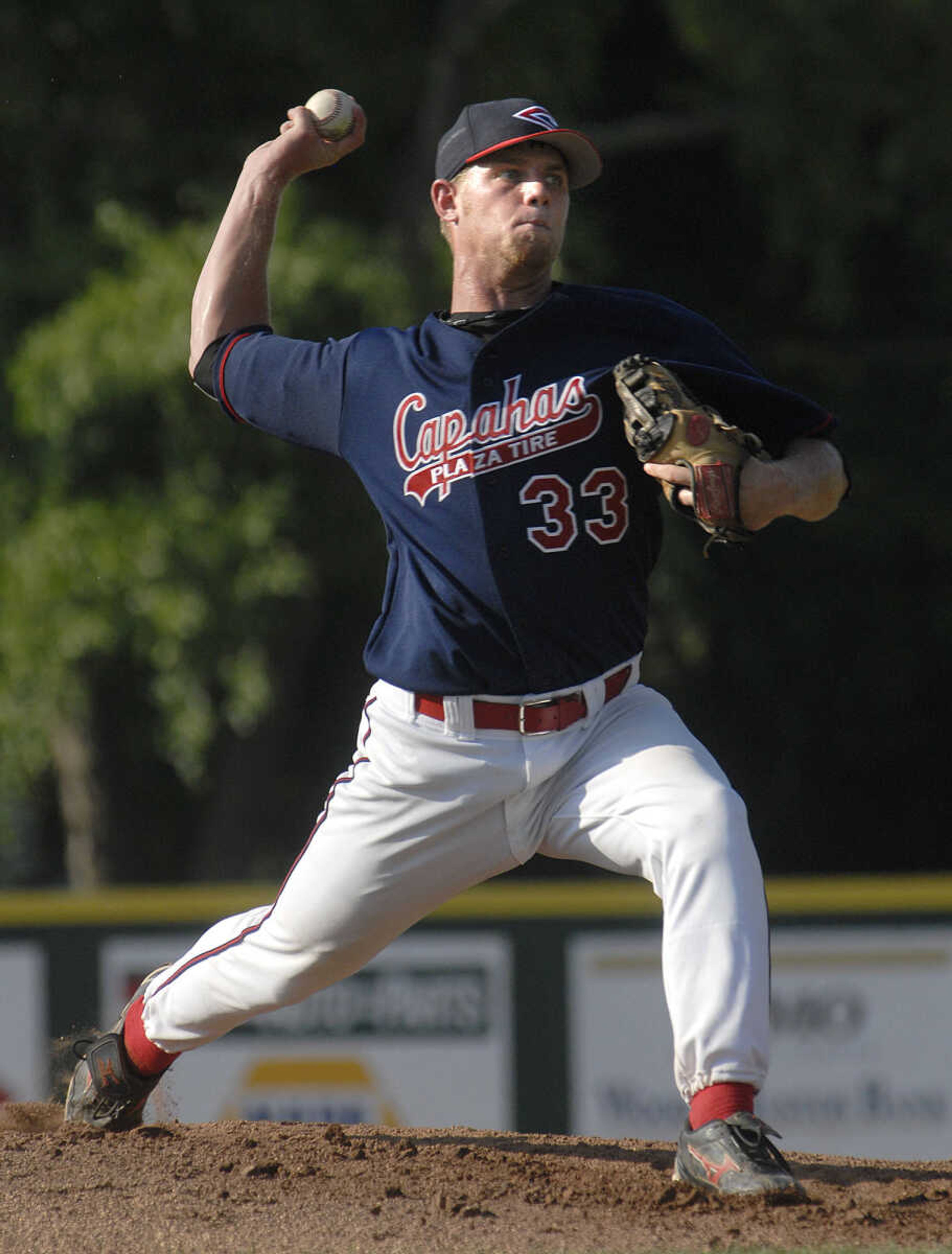 Capahas pitcher Dustin Hunter takes over on the mound against the Riverdogs in the fourth inning of the first game Sunday at Capaha Field.