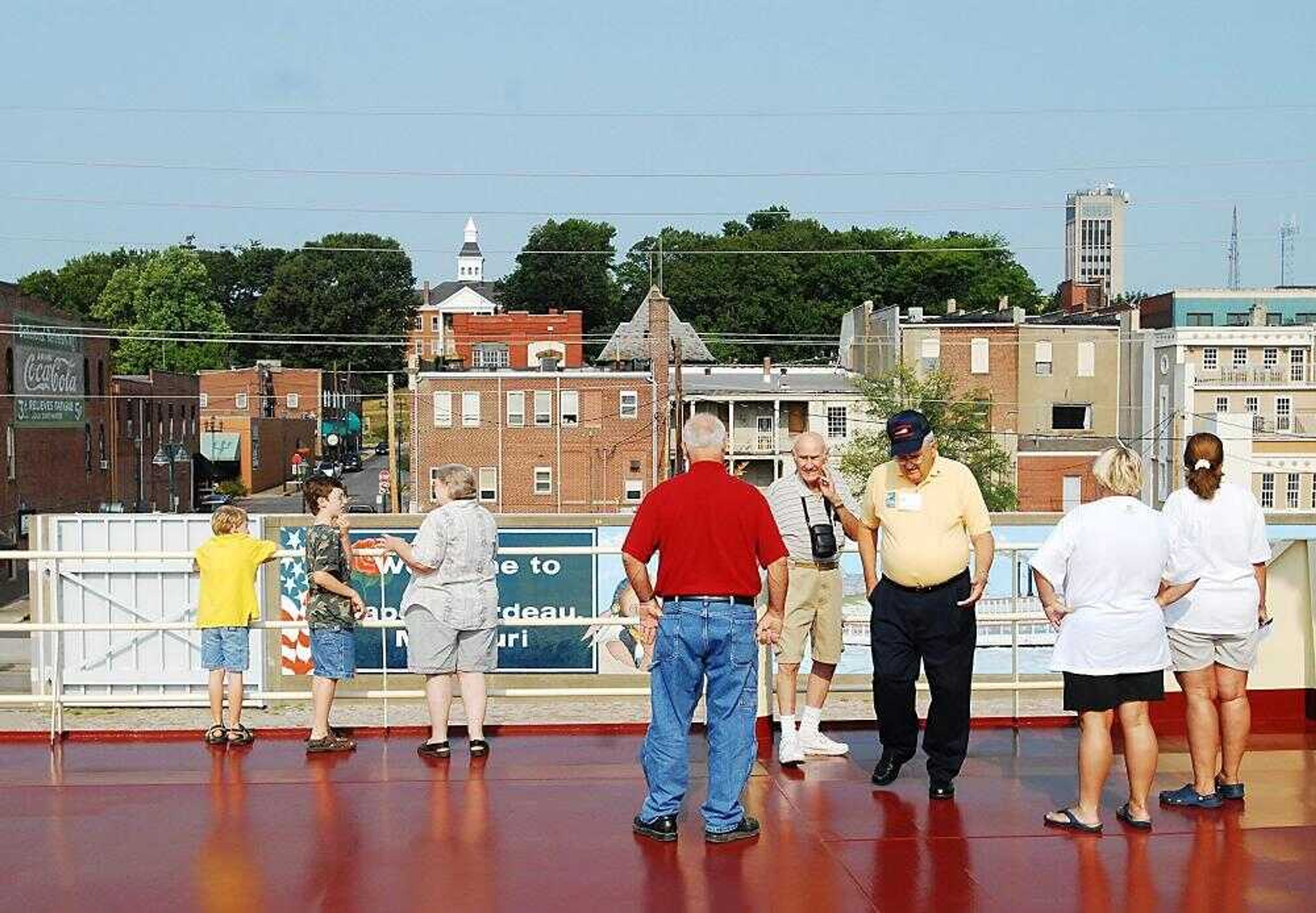 Tour takers saw a different view of Cape Girardeau's downtown from the top deck of a U.S. Army Corps of Engineers towboat Saturday. (Aaron Eisenhauer)