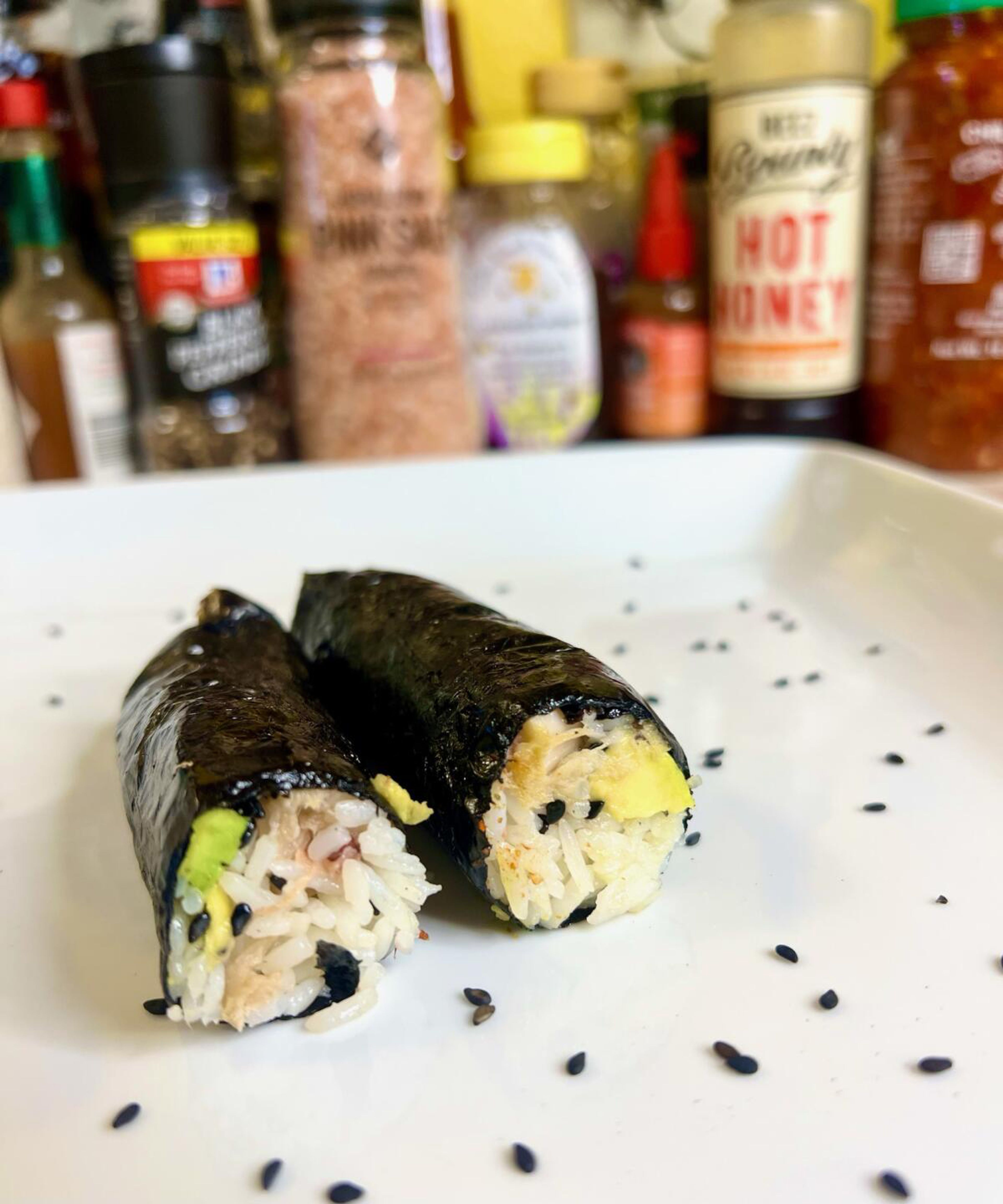 My budget friendly faux sushi roll was a quick and easy to assemble using a few pantry staples.