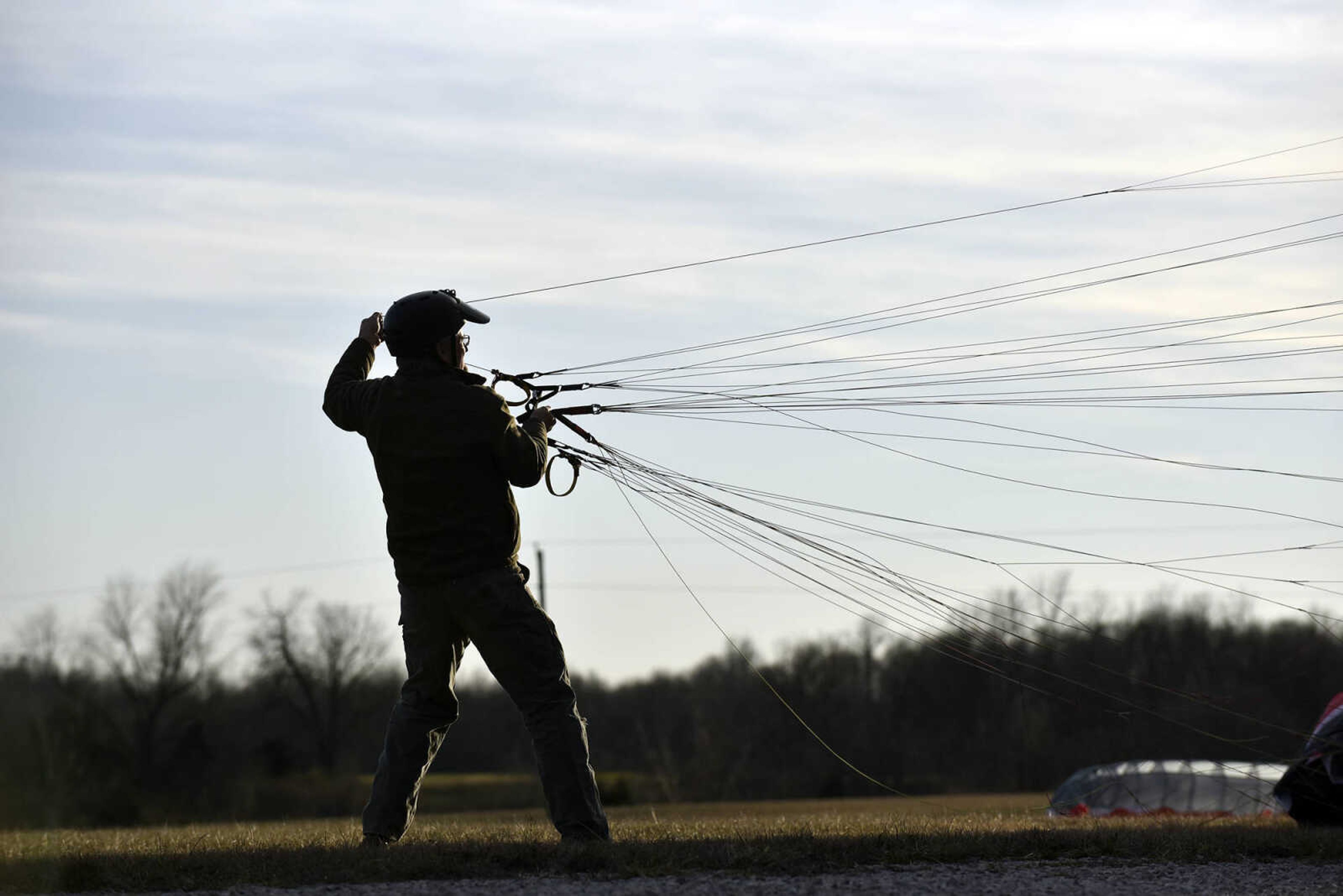 Curt Froemsdorf practices his kiting skills on Wednesday, Feb. 1, 2017, at the Fruitland International Airport in Jackson.