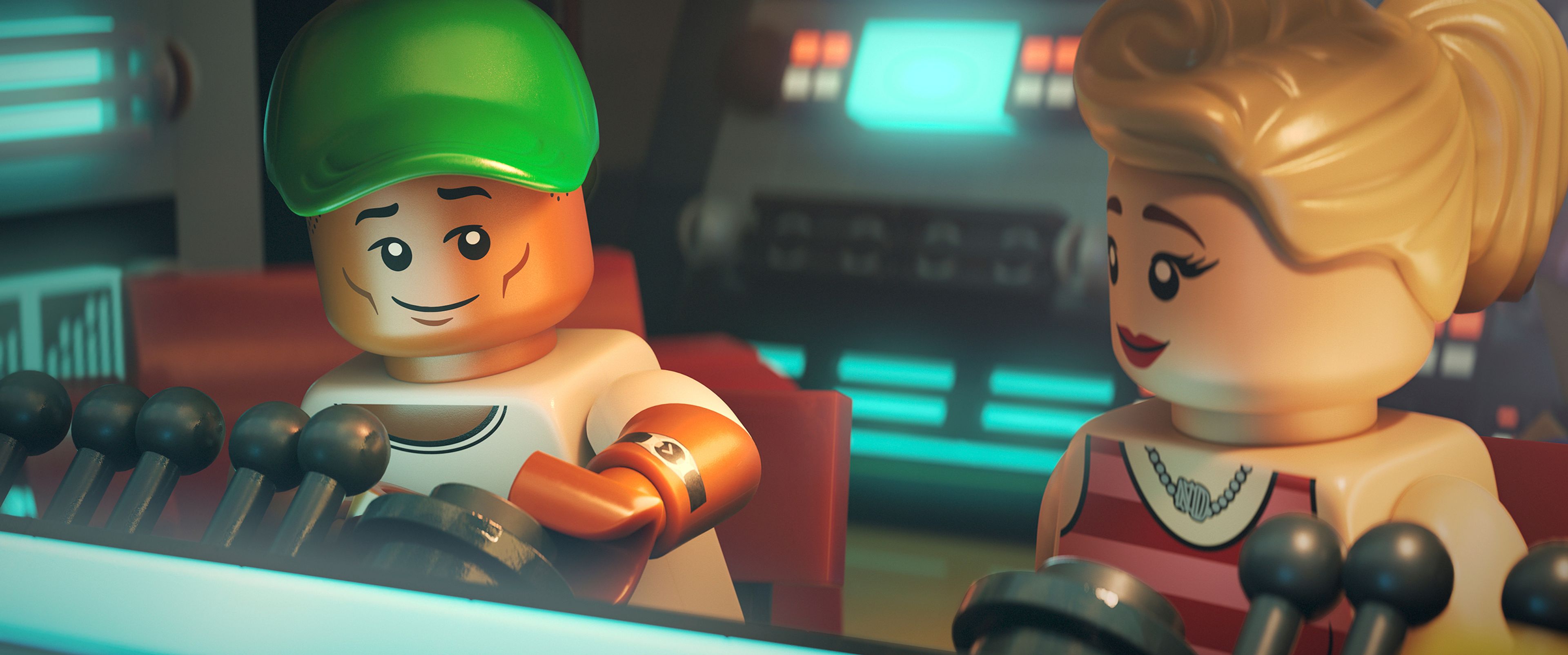 This image released by Focus Features shows lego characters Pharrell Williams, left, and Gwen Stefani in a scene from "Piece By Piece." (Focus Features via AP)