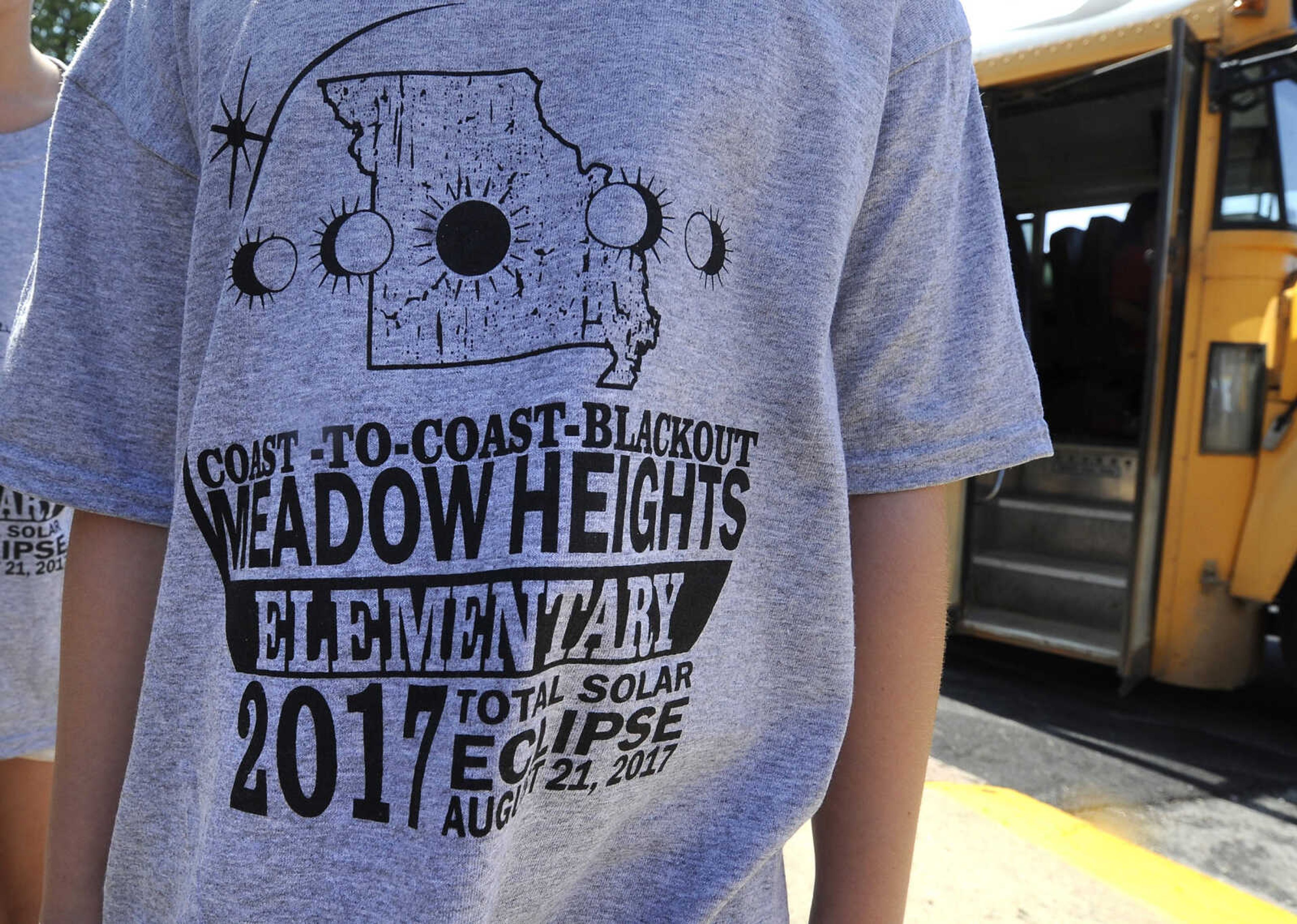 FRED LYNCH ~ flynch@semissourian.com
A Meadow Heights student arrives for the solar eclipse Monday, Aug. 21, 2017 at Houck Field in Cape Girardeau.