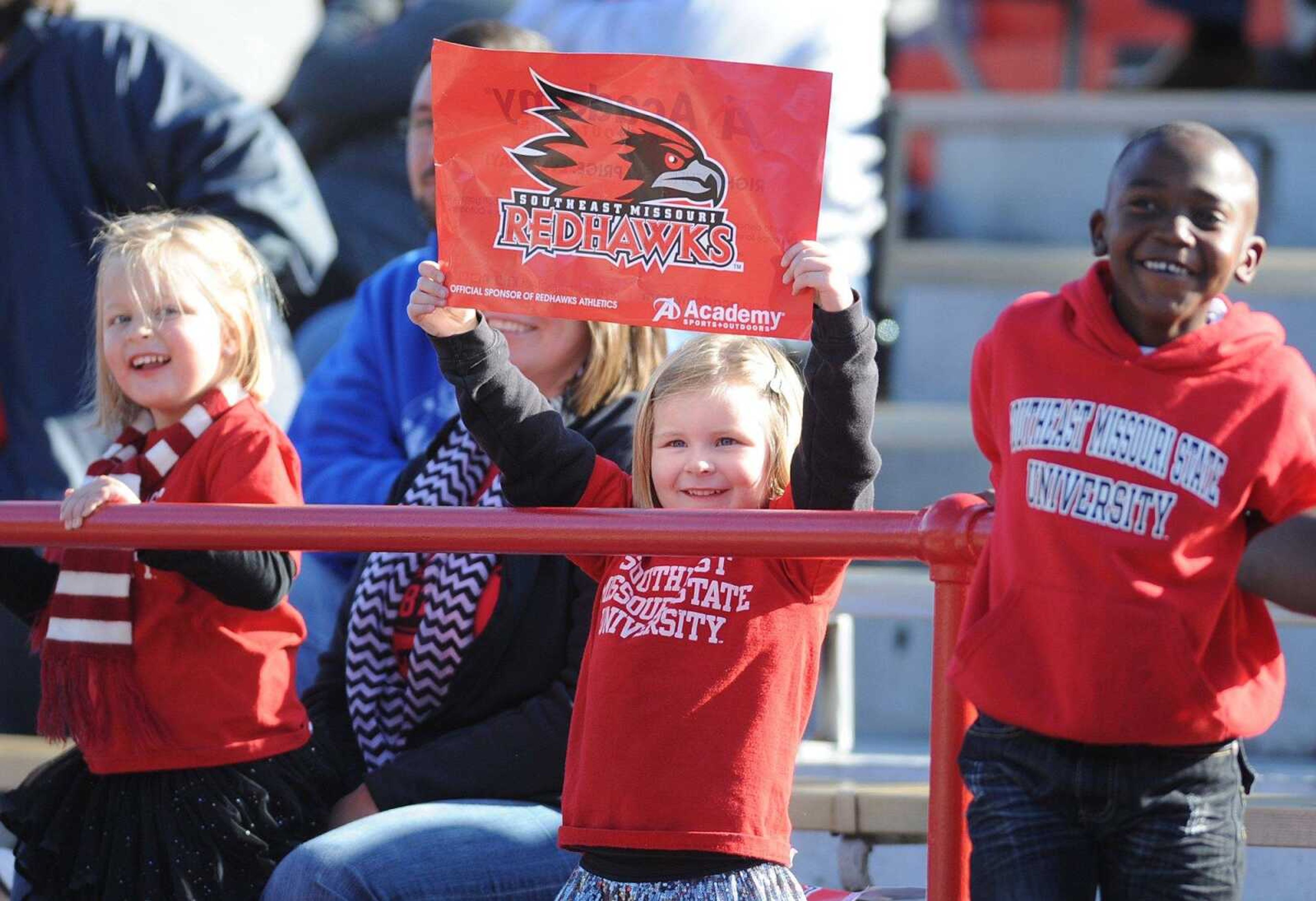 GLENN LANDBERG ~ glandberg@semissourian.com    Children watch themselves on the jumbotron during the football game against Eastern Illinois  Saturday, Oct. 18, 2014 at Houck Stadium.