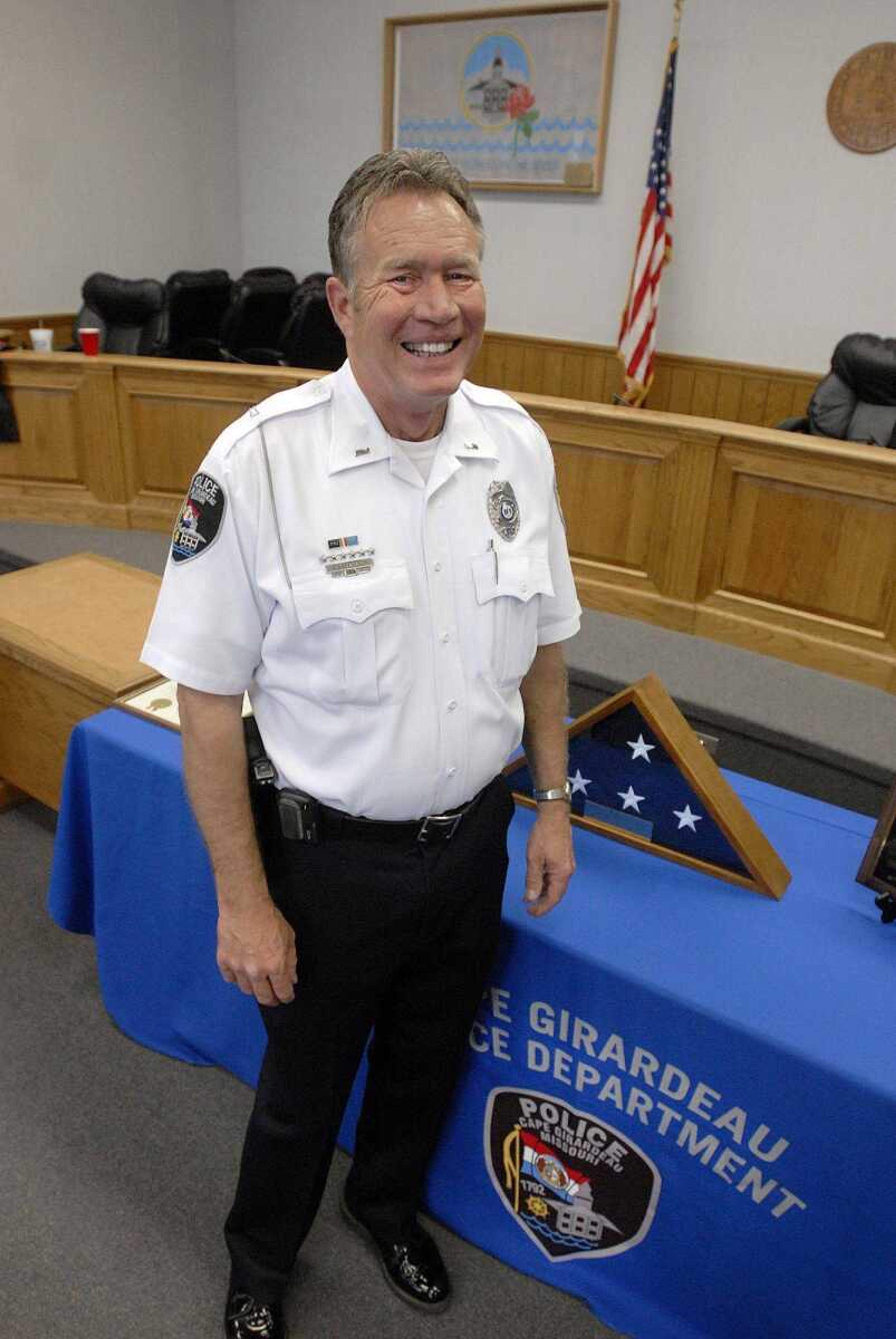 Lt. Tracy Lemonds retired after 33 years with the Cape Girardeau Police Department Friday. (LAURA SIMON)