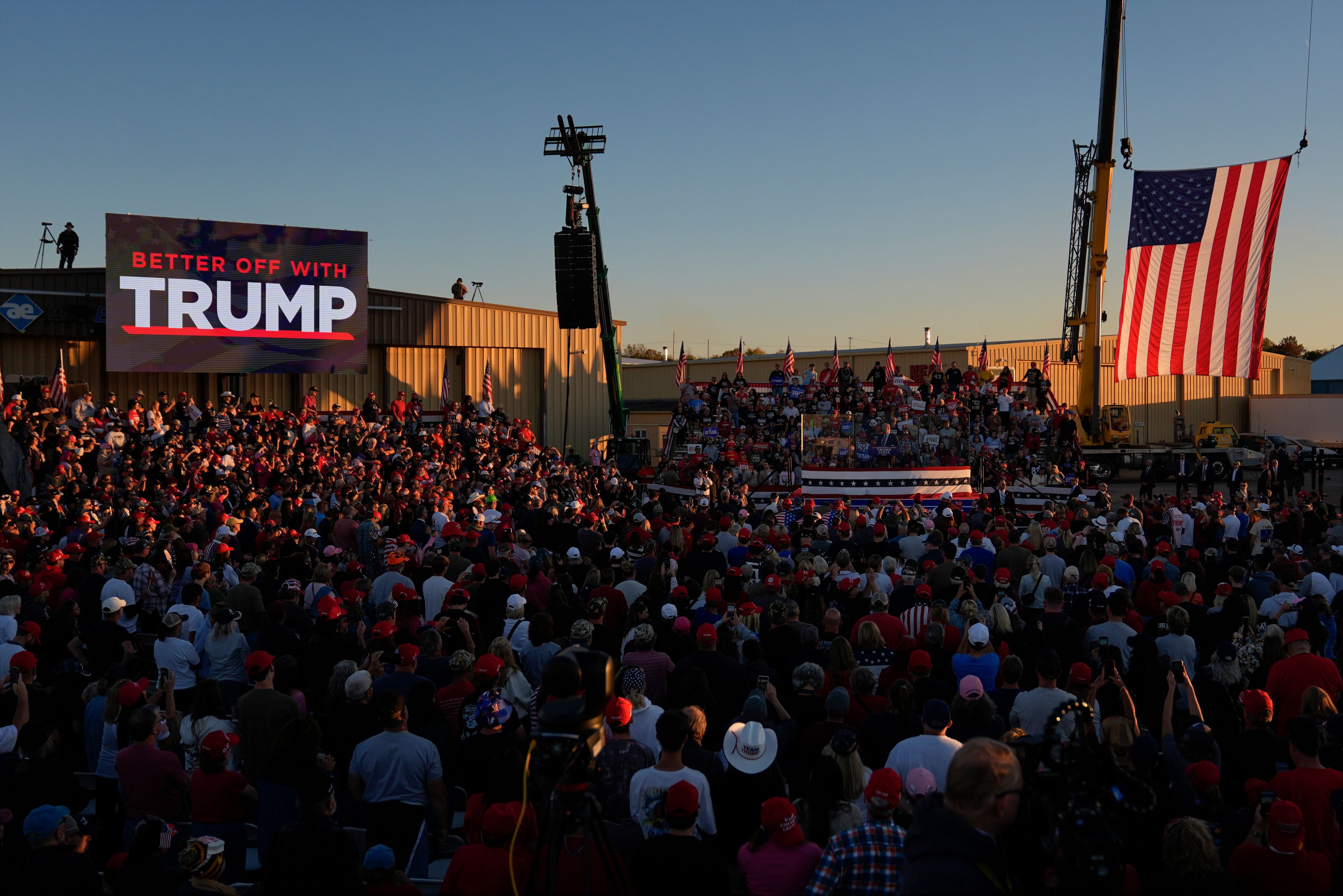 Republican presidential nominee former President Donald Trump speaks at a campaign rally, Saturday, Oct. 19, 2024, at Arnold Palmer Regional Airport in Latrobe, Pa. (AP Photo/Matt Rourke)