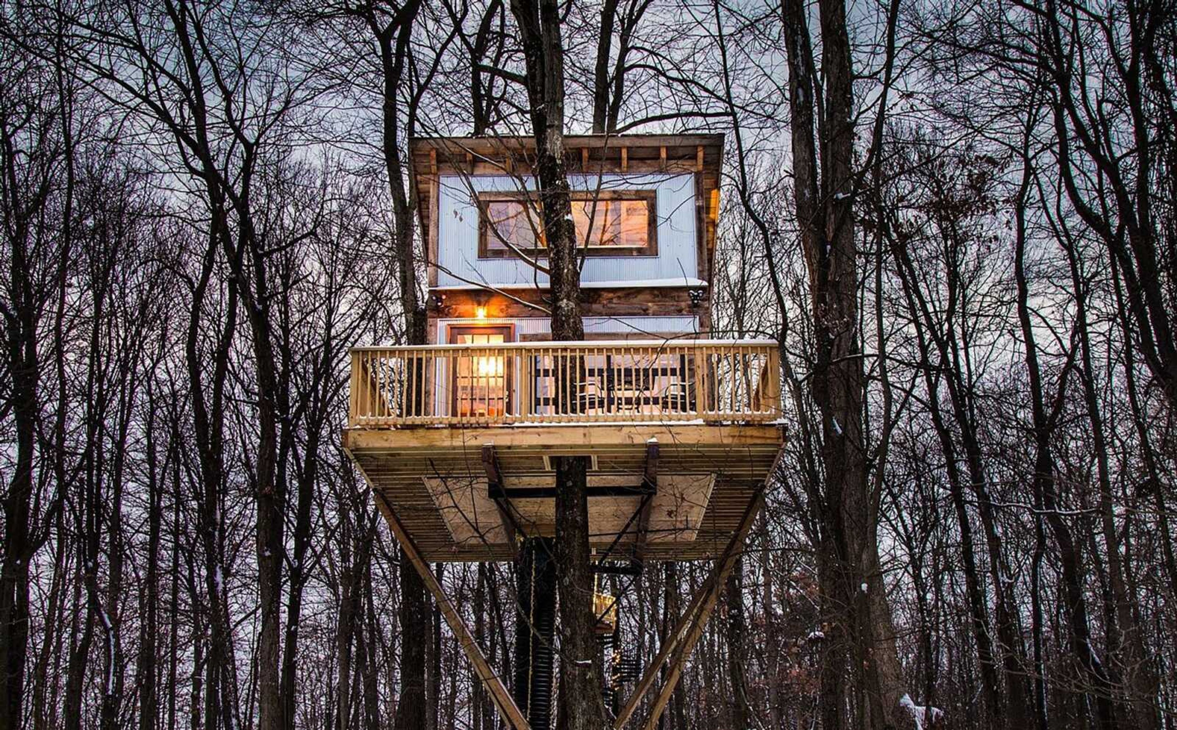 Tin Shed, a treehouse at The Mohicans Treehouse Resort and Wedding Venue in Glenmont, Ohio.