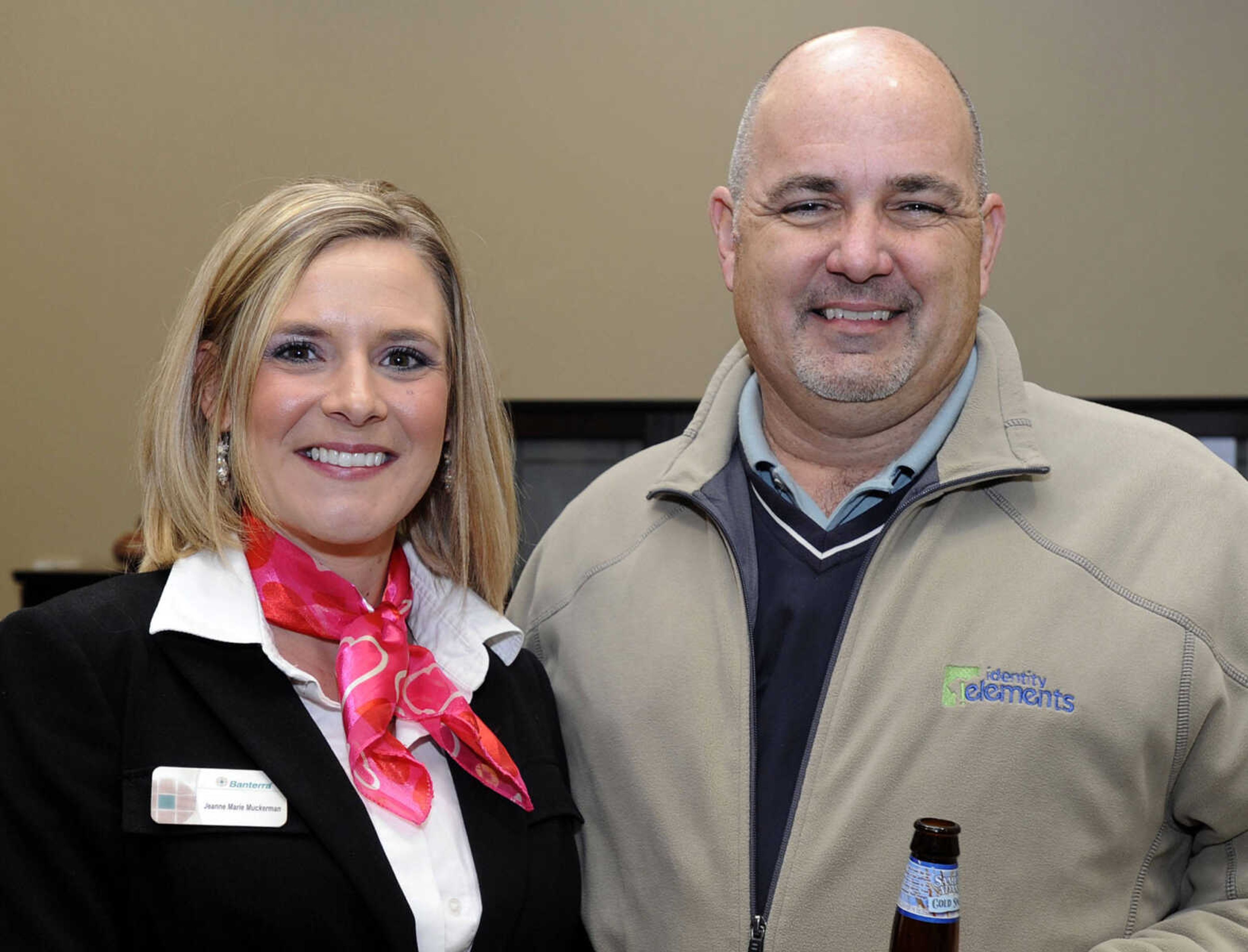 Jeanne Muckerman, left, Banterra Bank; Jim Mantz, Identity Elements.