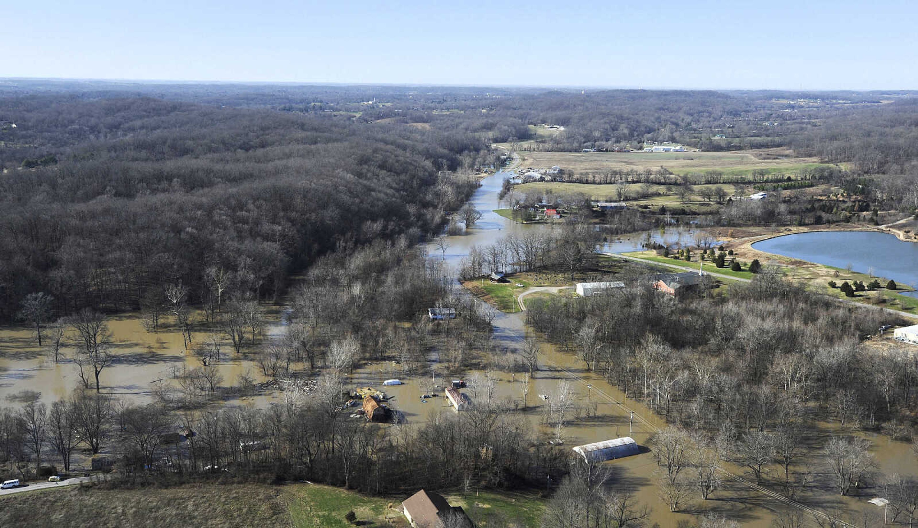 LAURA SIMON ~ lsimon@semissourian.com

The swollen Mississippi River is seen a portion of Highway 177 and the surrounding areas in Cape Girardeau, Saturday, Jan. 2, 2016.