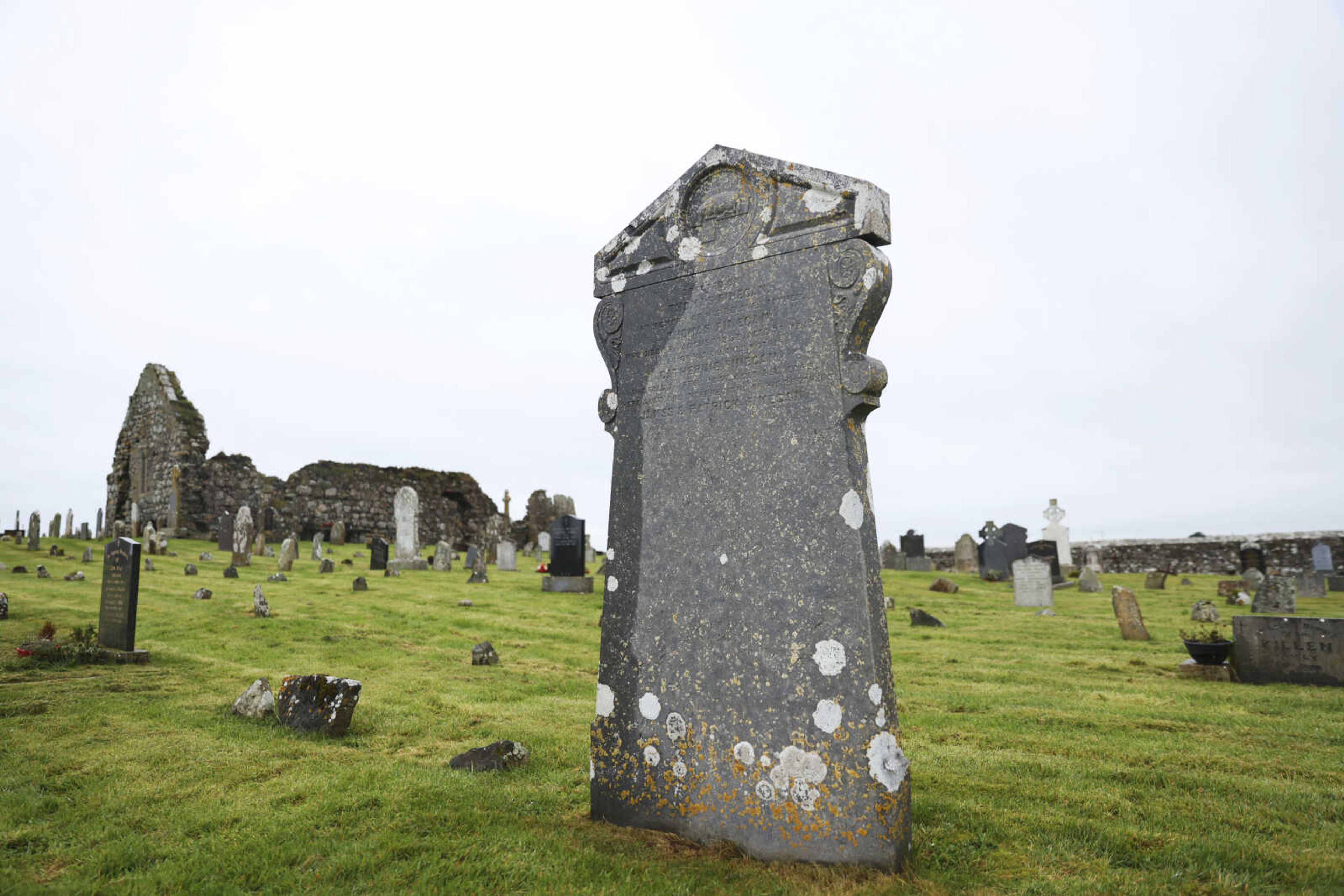 The grave of Thomas Finnegan an ancestor of President Joe Biden is seen April 5 in a graveyard in Whitestown, Ireland.