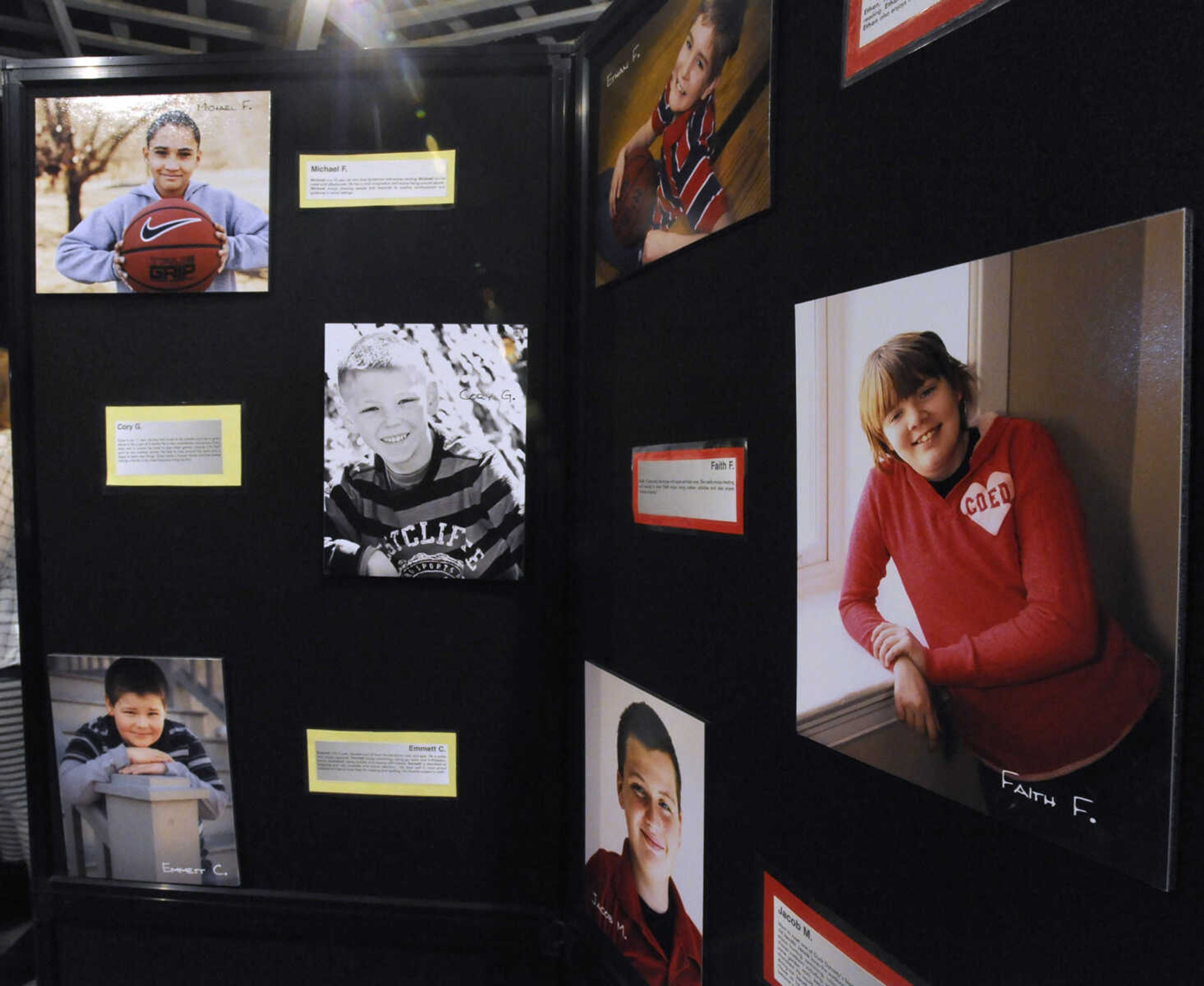 The Missouri Heart Gallery was on display for the Orphan Sunday Candlelight Vigil at Common Pleas Courthouse gazebo Sunday, Nov. 2, 2014 in Cape Girardeau. The gallery may be viewed online at moheartgallery.org.