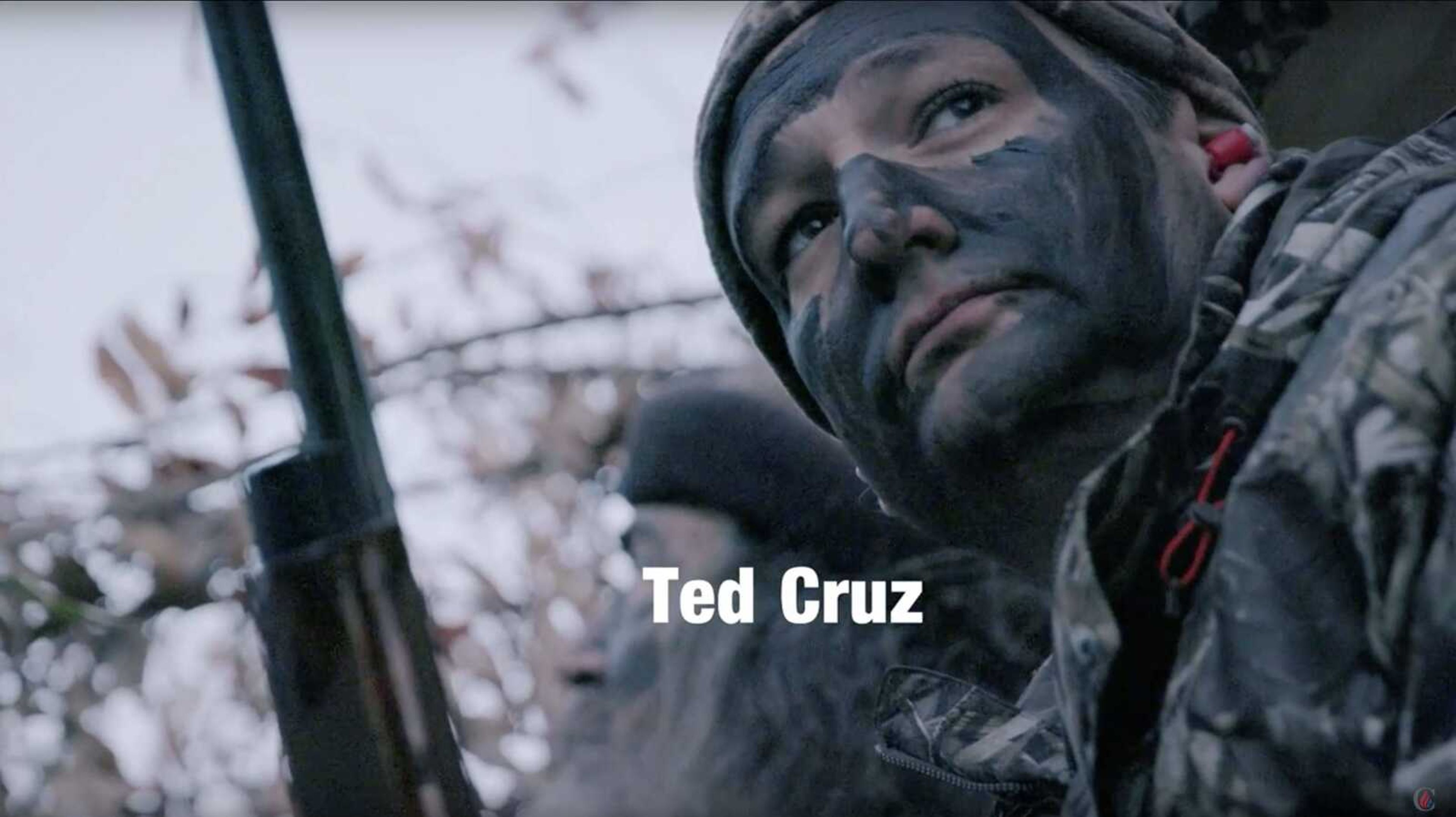 This image provided by the Cruz campaign via YouTube shows Ted Cruz in a video in which he is endorsed by "Duck Dynasty" star Phil Robertson.