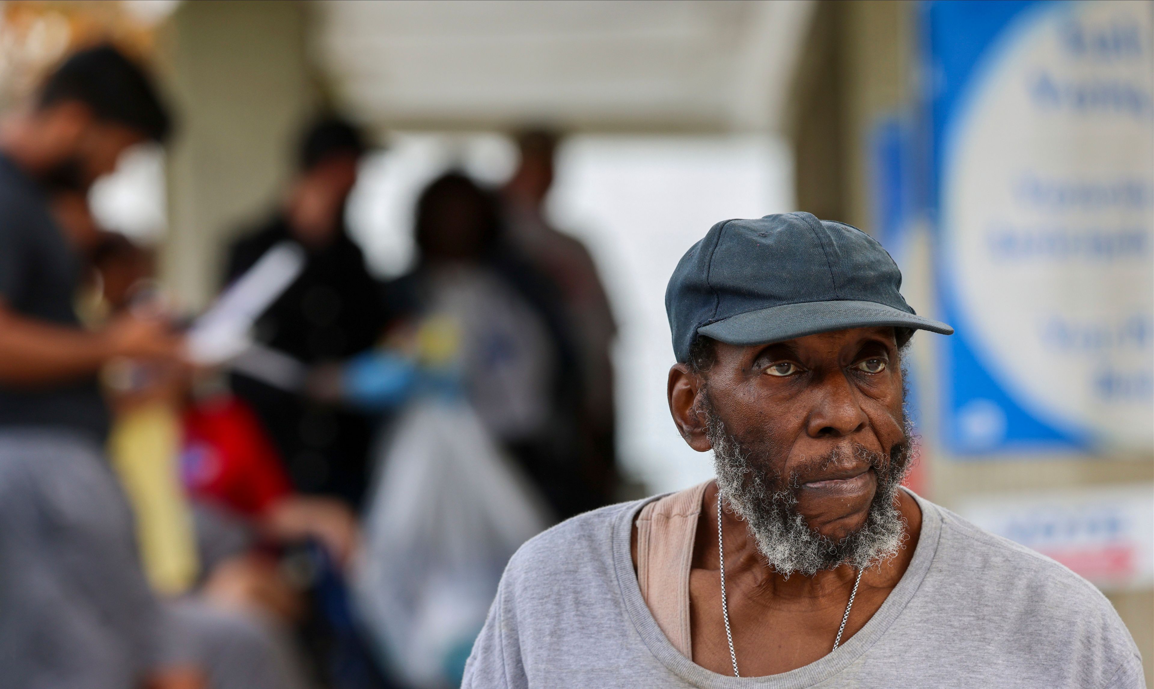 Miami-Dade resident Ysriel Yahna, 82, exists the polls after waiting in line to vote at the Joseph Caleb Center during the "Souls to the Polls" event on the last day of early voting Sunday, Nov. 3, 2024. (Carl Juste/Miami Herald via AP)