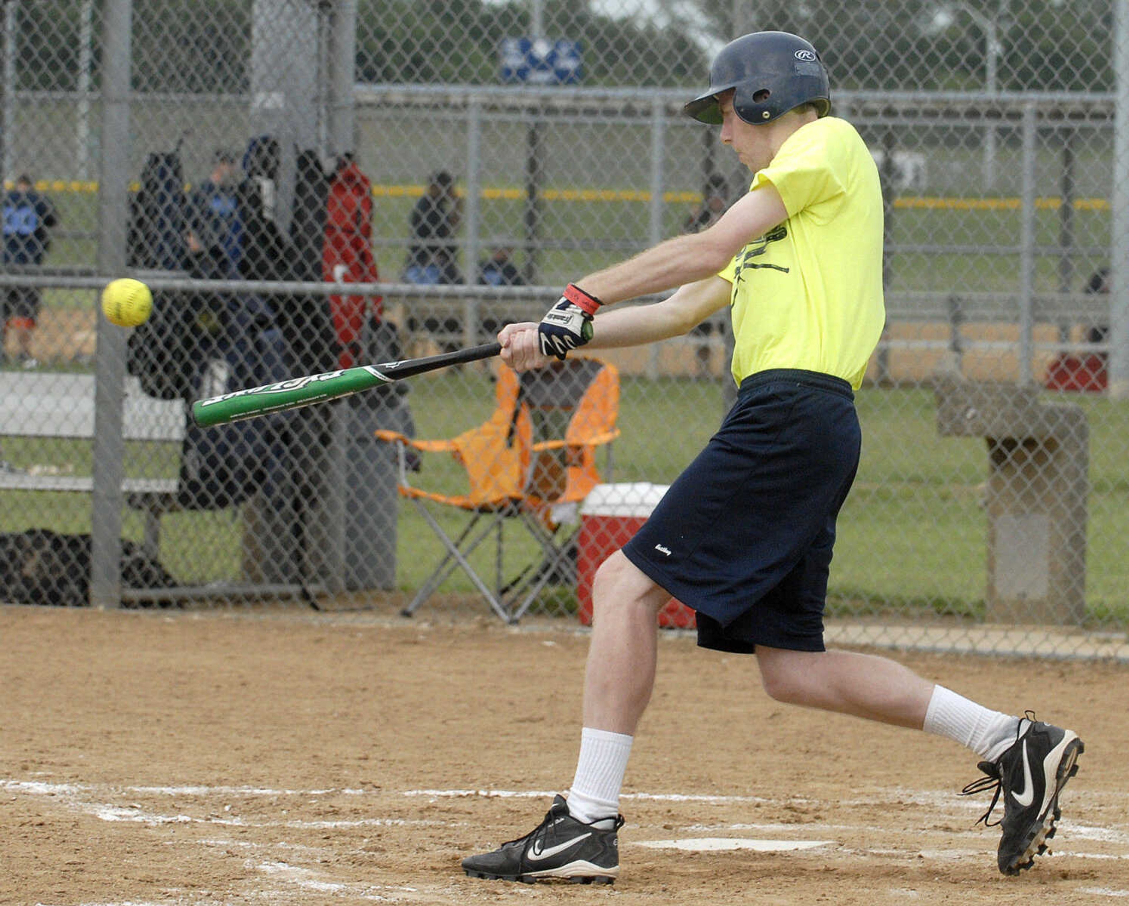 LAURA SIMON ~ lsimon@semissourian.com
St. Joe Slugger Aaron Kellison digs in for a base hit Saturday, August 13, 2011 during the Special Olympics State Outdoor Championship at Shawnee Sports Complex in Cape Girardeau.