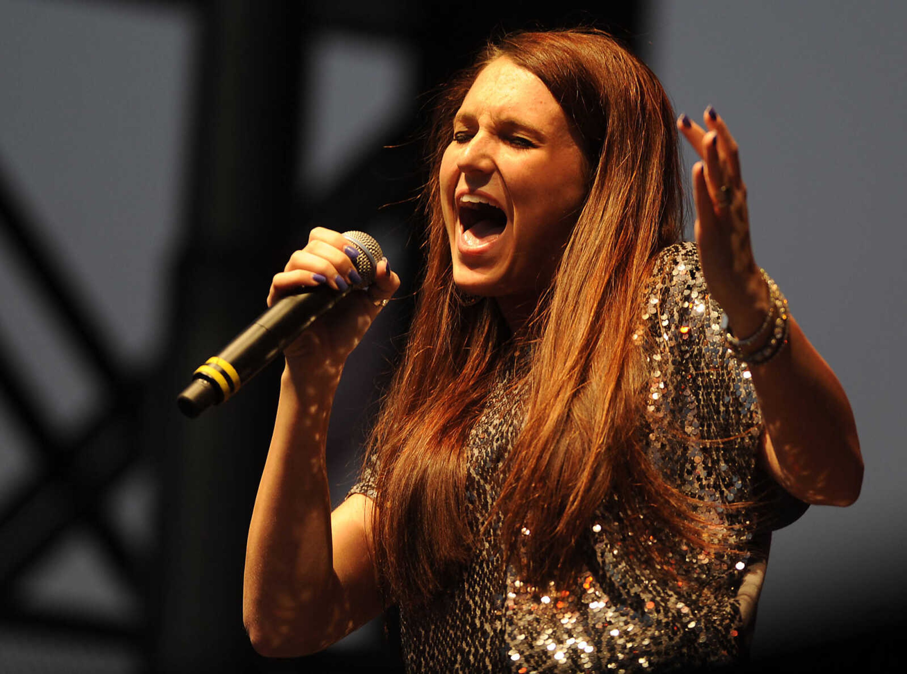 Haley Morris of Marble Hill performs in the finals 2012 Heartland Idol competition at at the SEMO District Fair Wednesday, September 12, at Arena Park in Cape Girardeau.