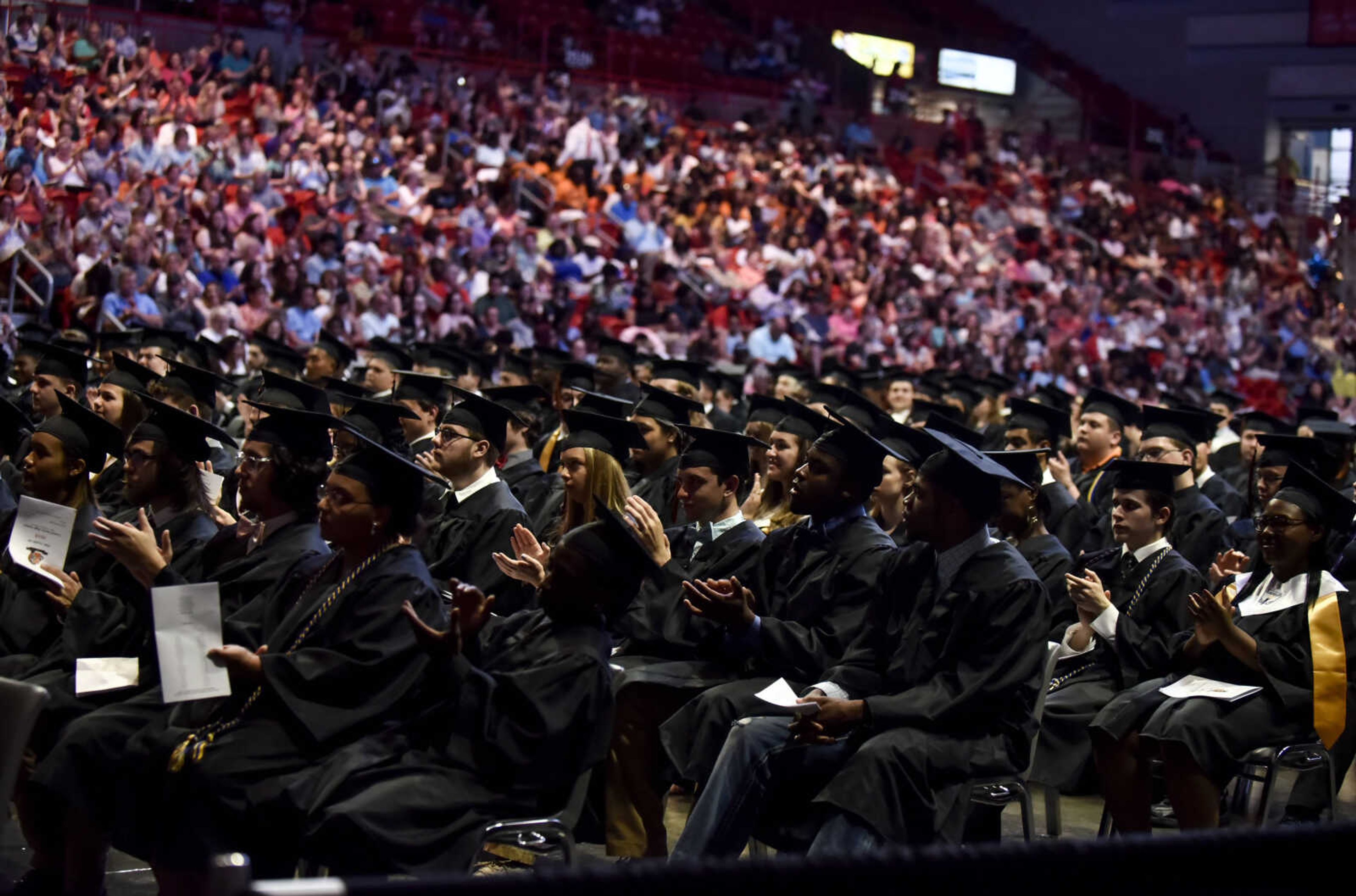 Graduates sit during the Cape Central High School Class of 2018 graduation Sunday, May 13, 2018 at the Show Me Center in Cape Girardeau.