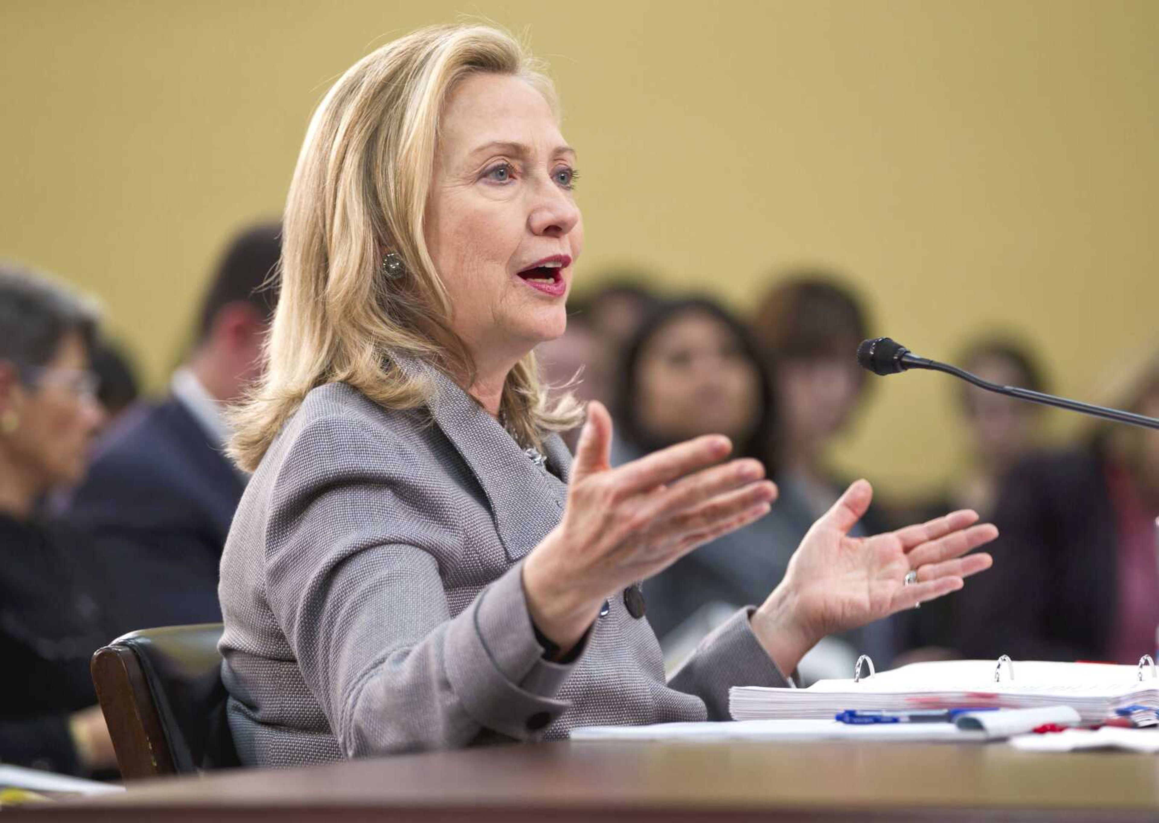 Secretary of State Hillary Rodham Clinton calls North Korea's agreement to suspend nuclear activities and accept a moratorium on testing "a modest step" in the right direction as she testified Wednesday before a House subcommittee. (J. Scott Applewhite ~ Associated Press)