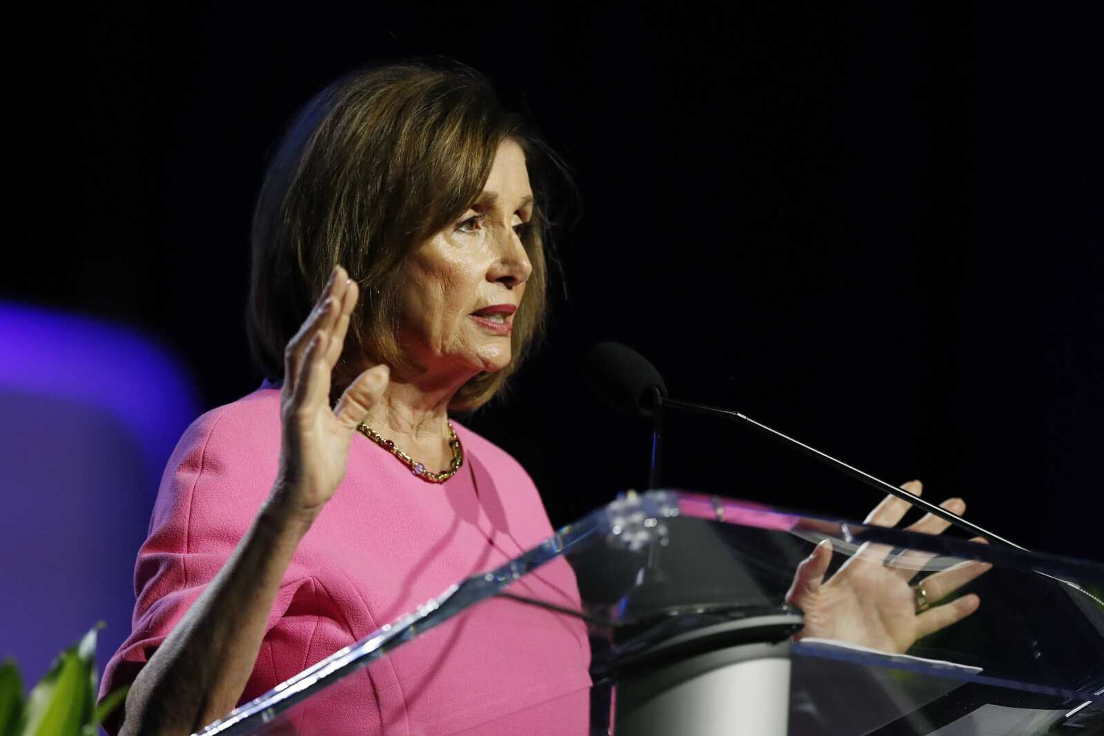 Speaker of the House Nancy Pelosi, D-Calif., addresses the NAACP convention Monday in Detroit.