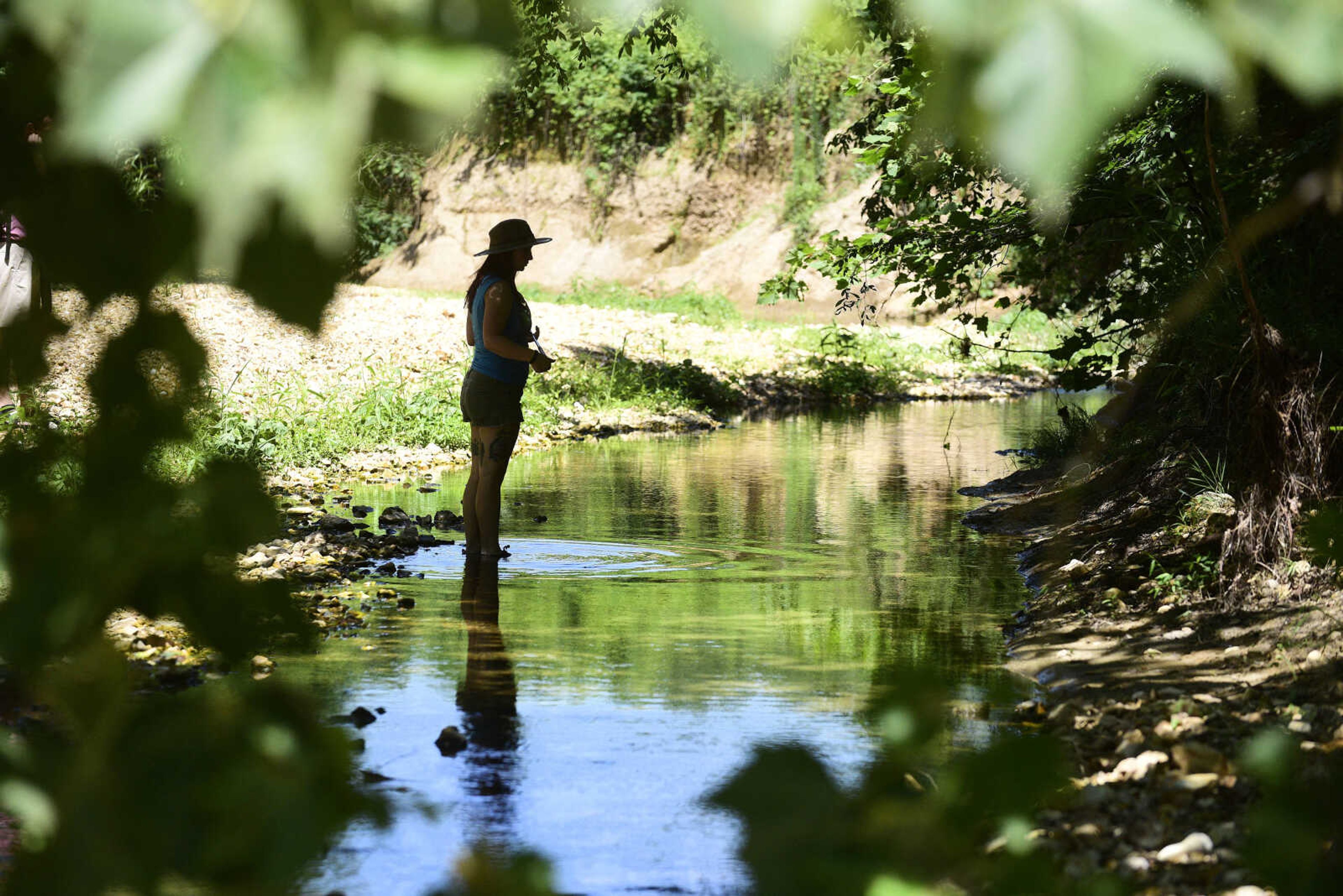 Anna Mae Zembsch goes herping in Little Indian Creek near Oriole, Missouri.