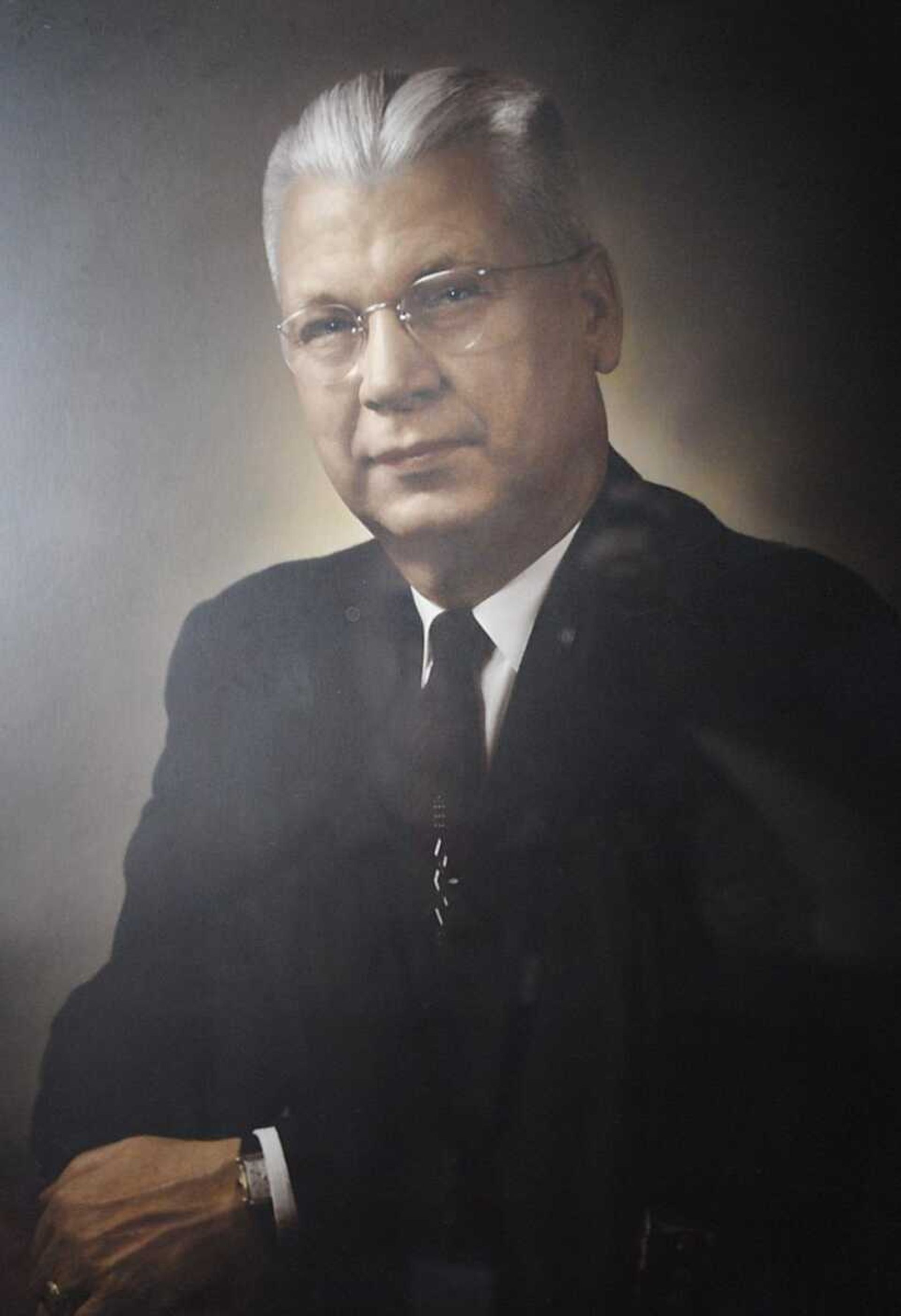 This portrait of Forrest H. Rose hangs in the theater that bears his name.